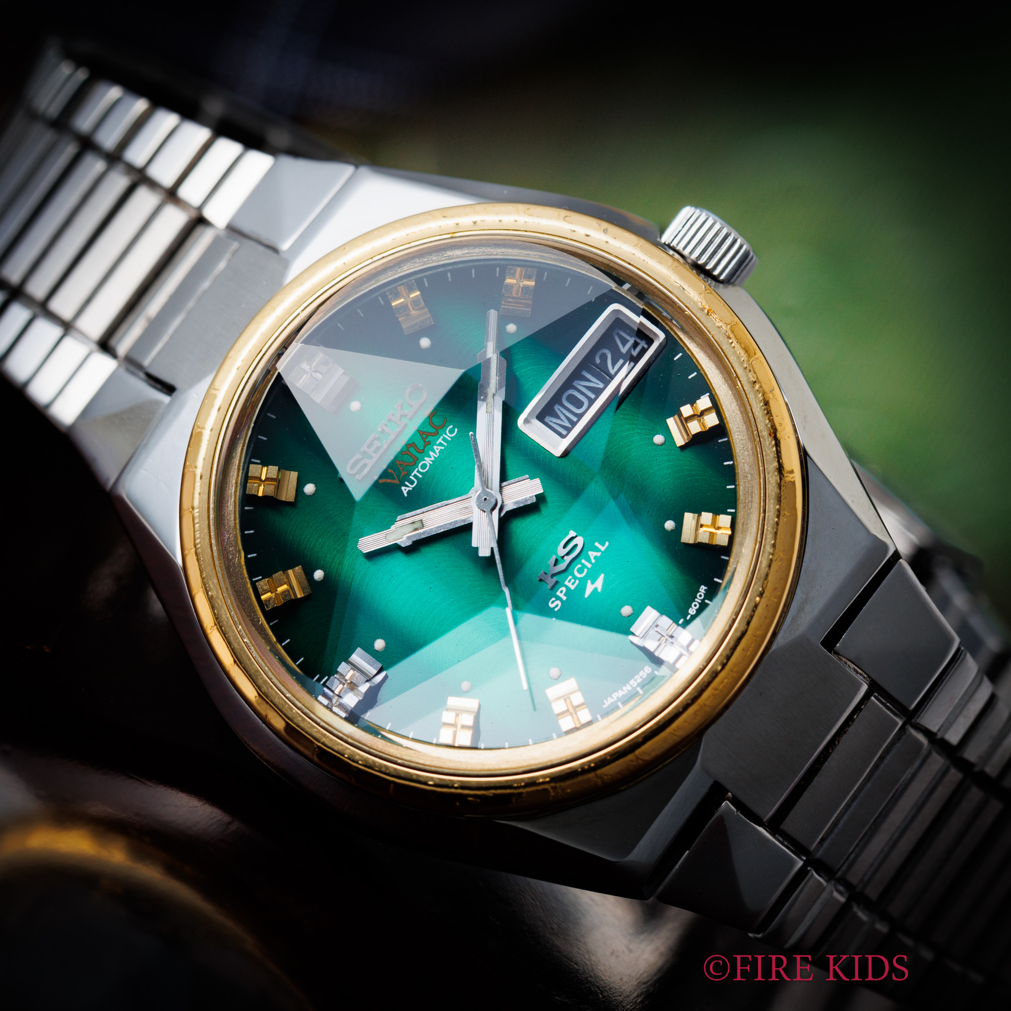 キングセイコー スペシャル バナック 1973年製 グリーングラデーションダイヤル カットガラス Ref.5256-6010 ハイビート自動巻 純正ブレス