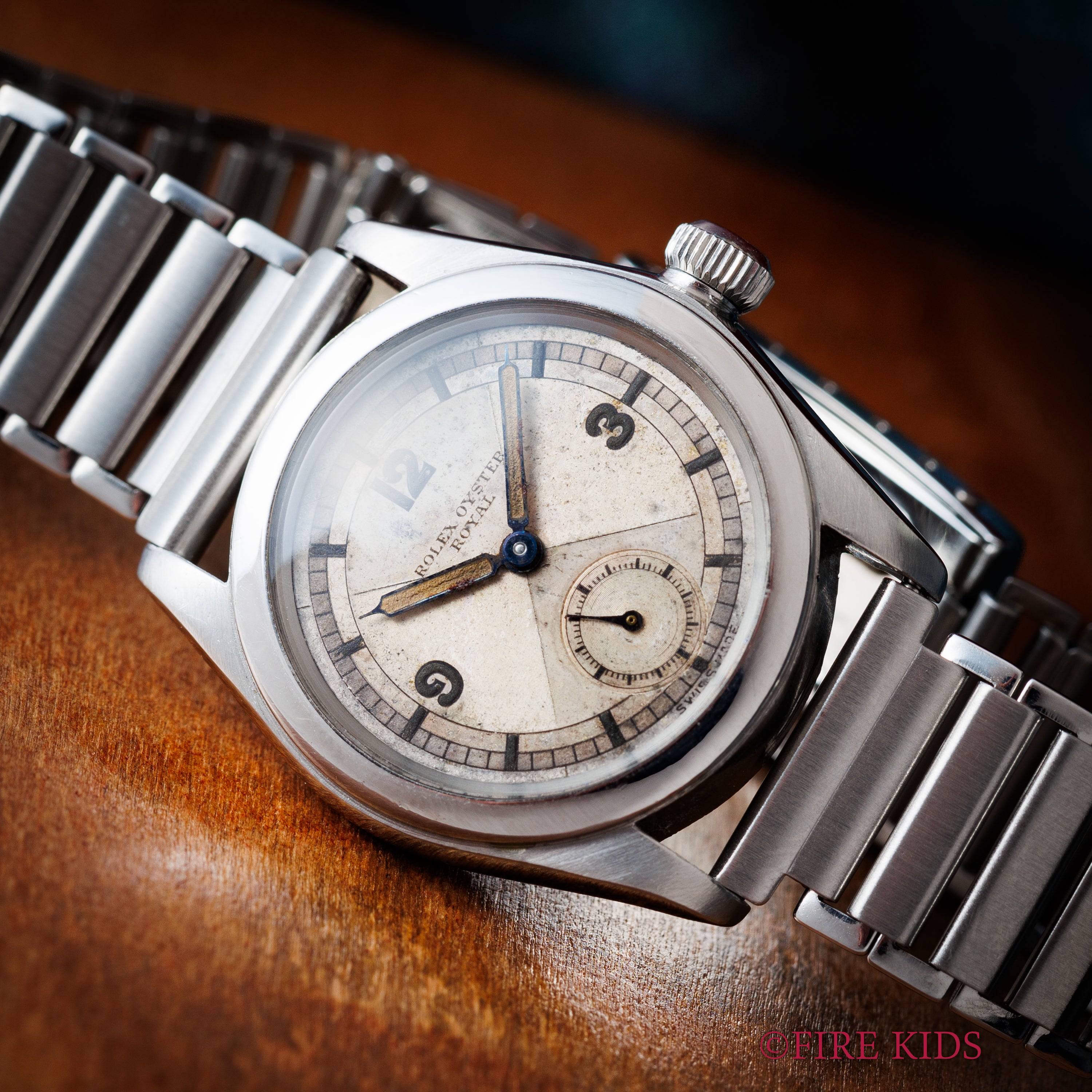 ロレックス オイスター ロイヤル クリスクロスダイヤル 1942年製 Ref.2280 社外バンブーブレス