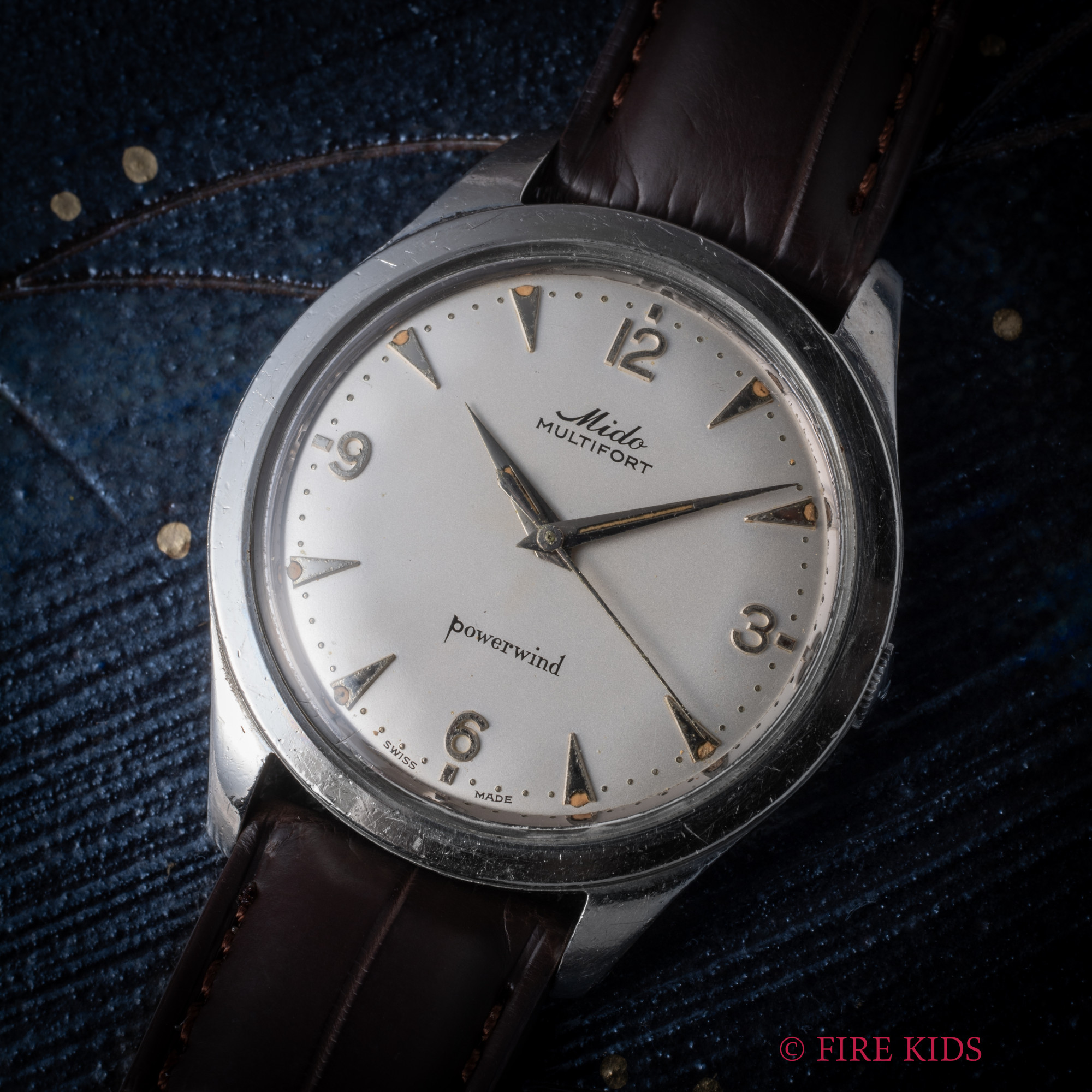 ミドー マルチフォート パワーワインド 1950年代製 36㎜ビッグケース 飛びアラビアダイヤル 自動巻