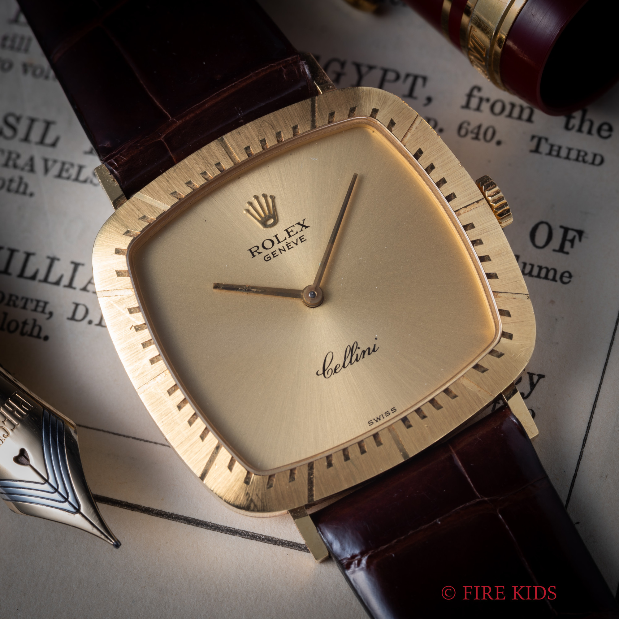 ロレックス 18金無垢チェリーニ 1981年製 Ref.4084 純正18金無垢尾錠付き 手巻き