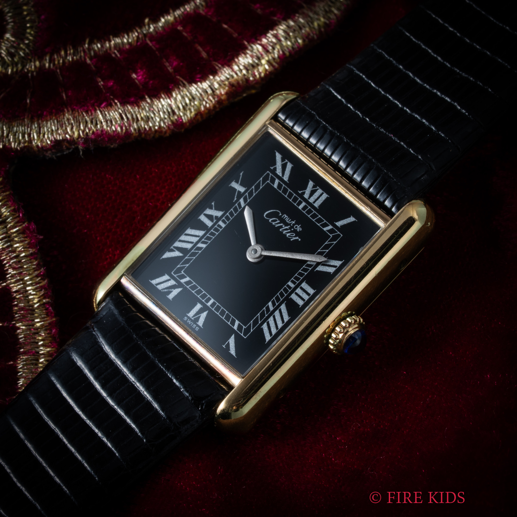 カルティエ マストタンク LMサイズ 手巻き 1980年代製 ブラックダイヤル