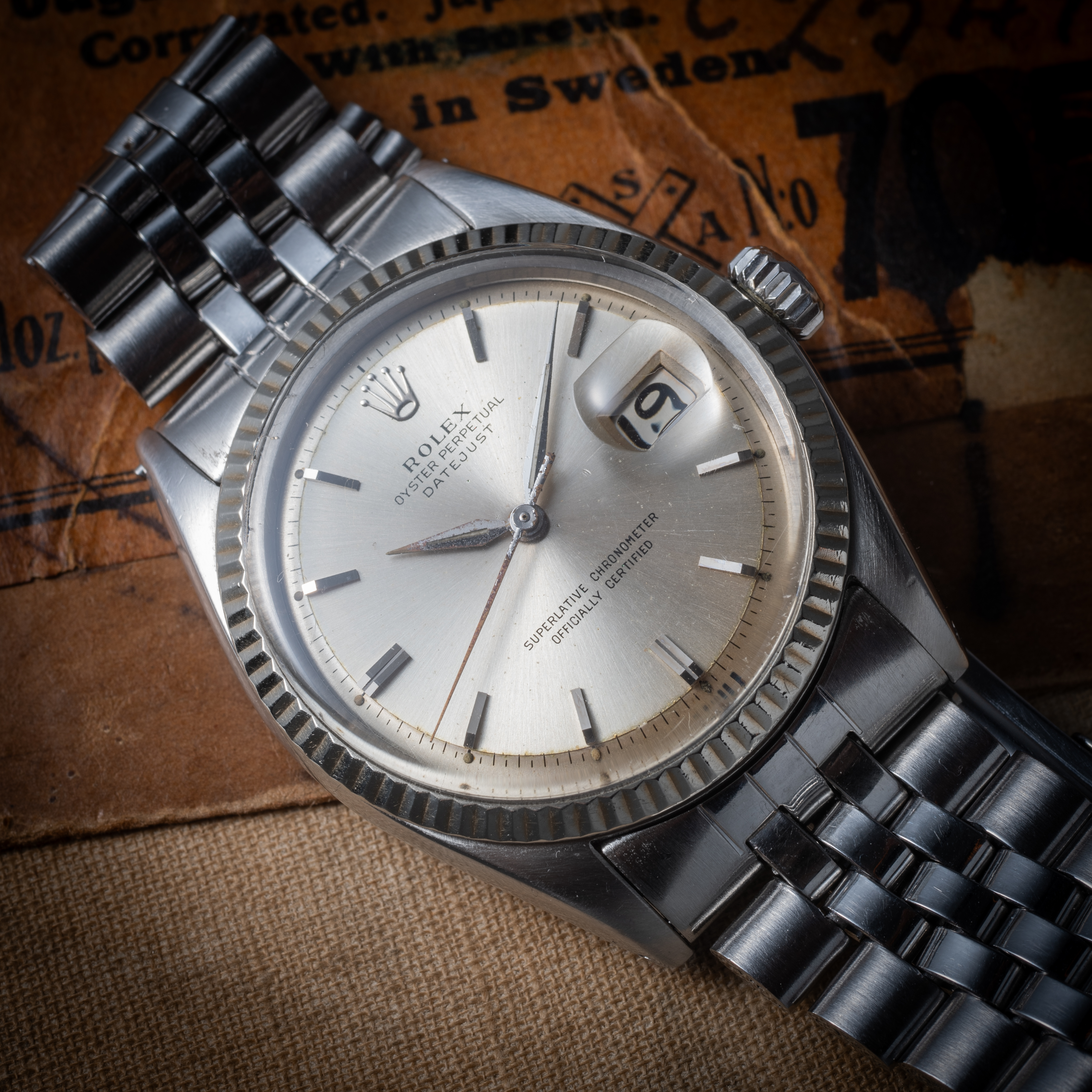 ロレックス デイトジャスト 1963年製 アルファハンド Ref.1601 自動巻 Cal.1560 ホワイトゴールドベゼル 純正ジュビリーブレス