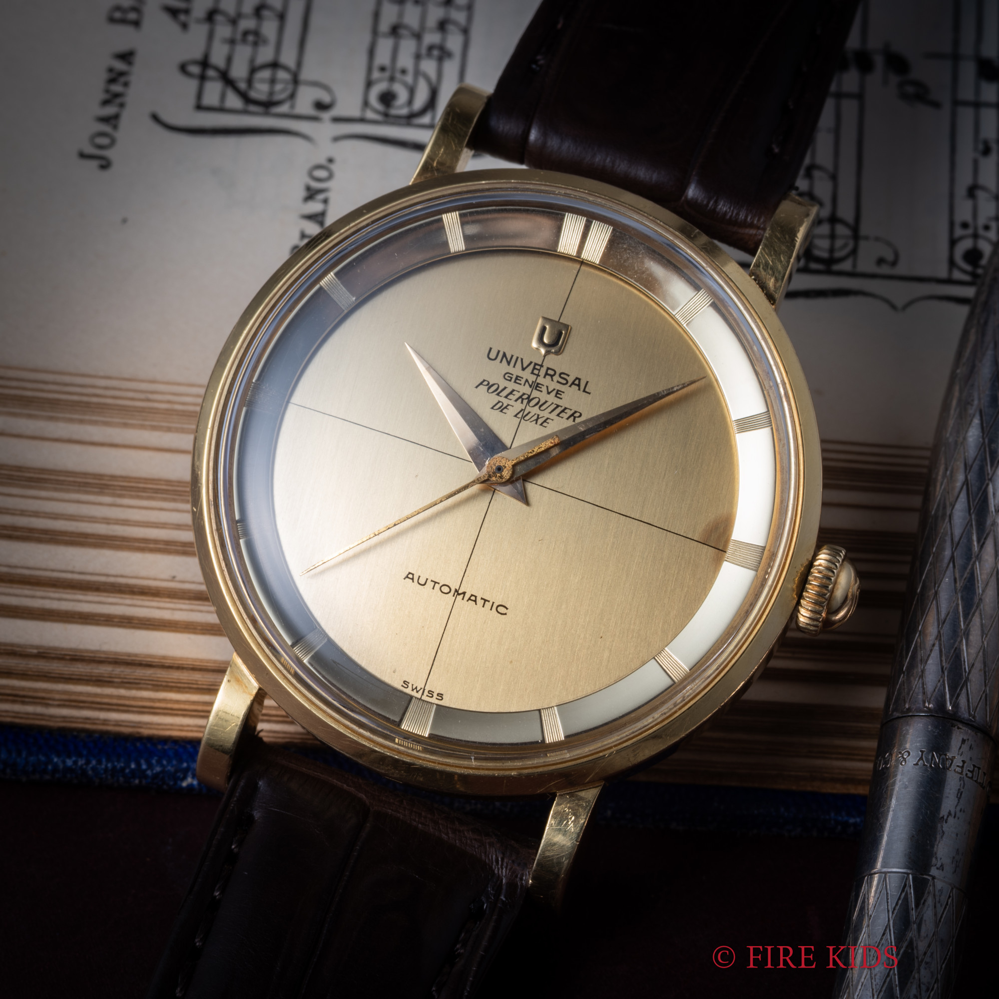 ユニバーサルジュネーブ ポールルーターデラックス K18金無垢 1955年製 バンパー自動巻き Ref.B102341