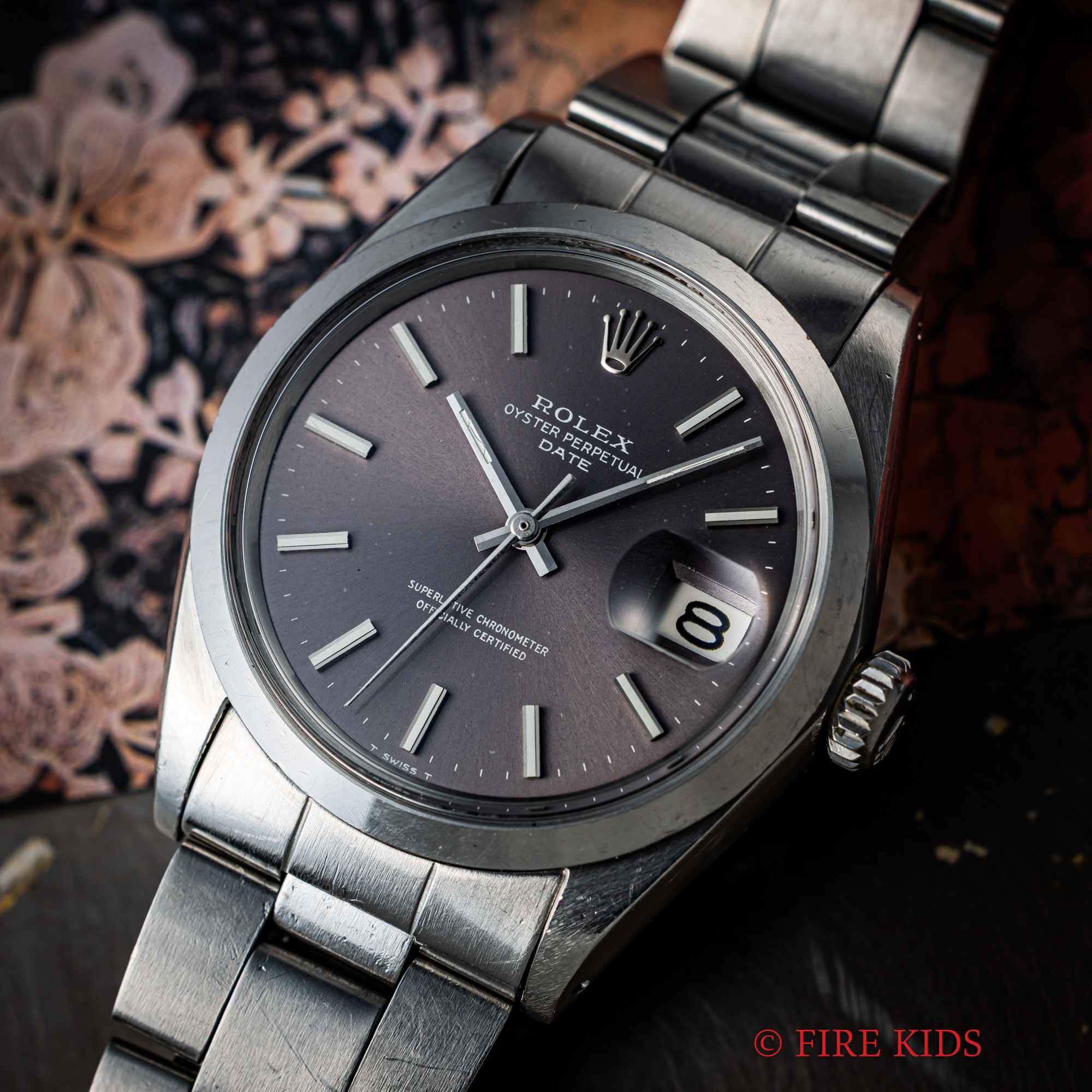 ロレックス 1969年製 オイスターパーペチュアルデイト グレーパープルダイヤル Ref.1500 自動巻 純正オイスターブレス