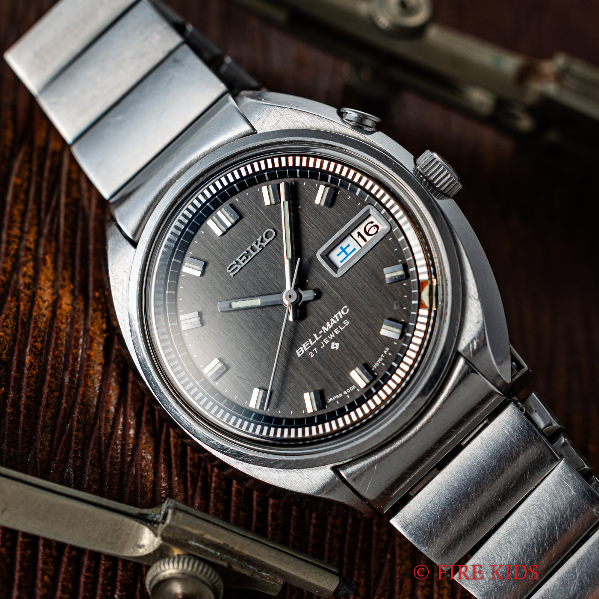 セイコー ベルマチック グレーダイヤル 1968年製 Ref.4006-7000 アラームウオッチ 純正ブレス