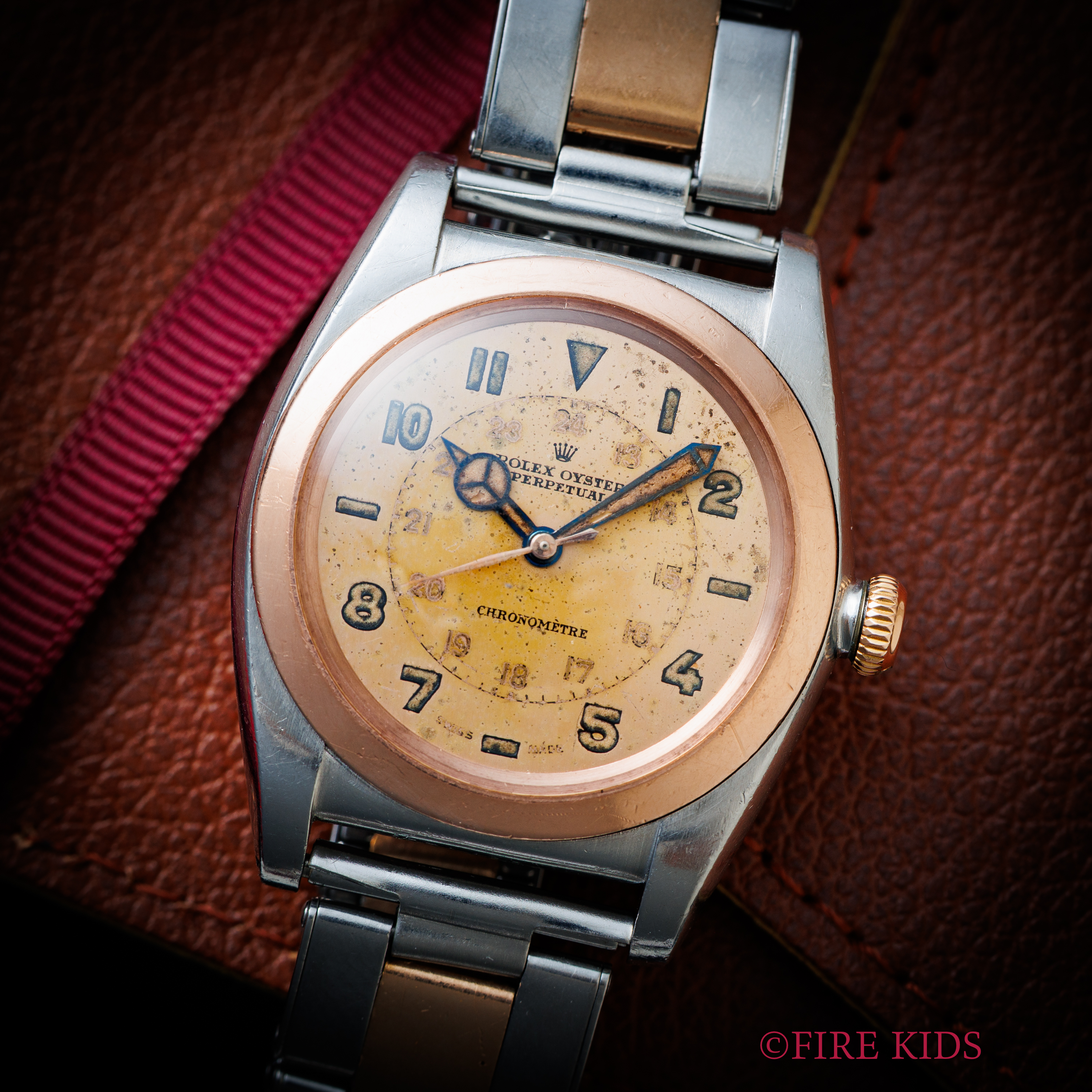 ロレックス バブルバック 1947年製 ピンクゴールドコンビ Ref.3132 マジェスティックダイヤル