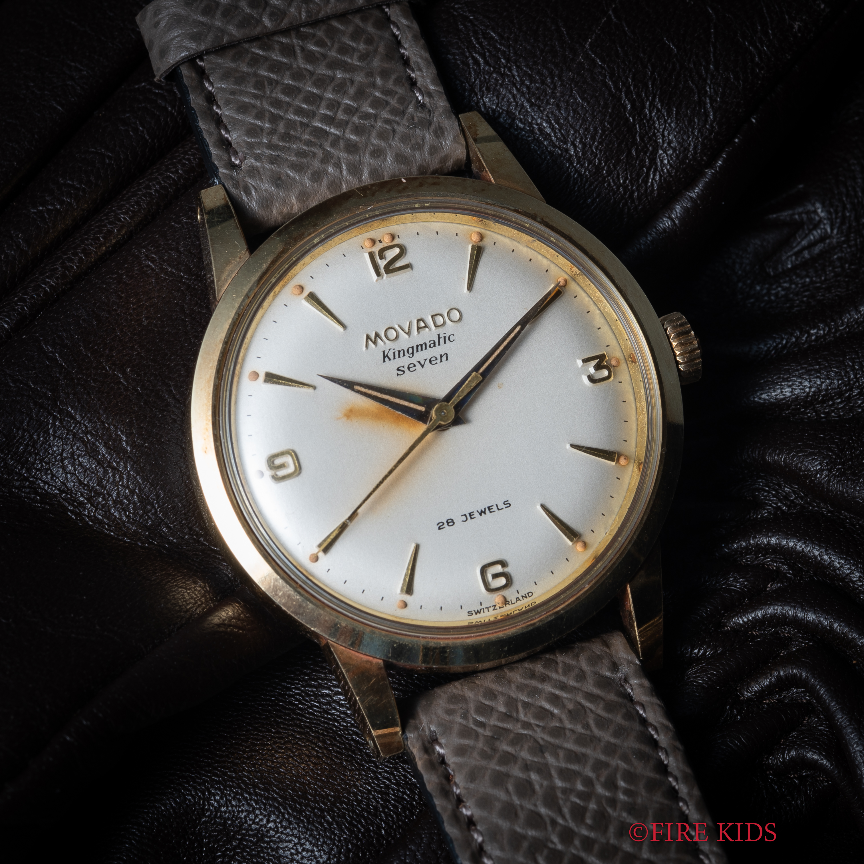 モバード キングマチックセブン 1950年代製 自動巻き 金張り/ステンバックケース タグ付き ミントコンディション