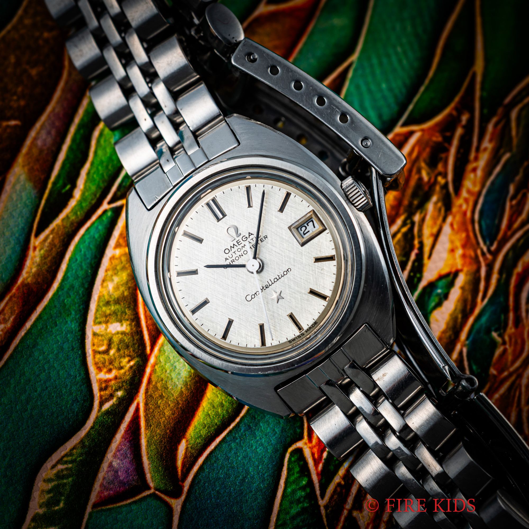 オメガ OMEGA コンステレーション ジェンタ レディース 1968年製 Ref.568.001 リネン文字盤 純正ステンレスブレス付