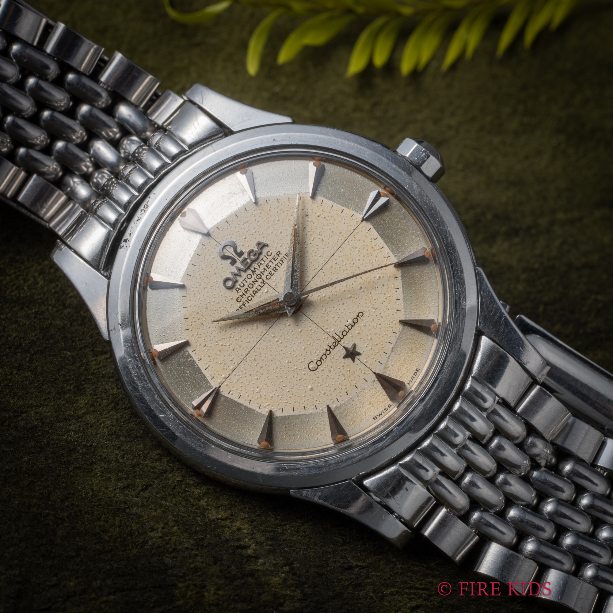 オメガ コンステレーション 12角ダイヤル 1958年製 Cal.505 純正ライスブレス 自動巻きクロノメーター ノンデイト