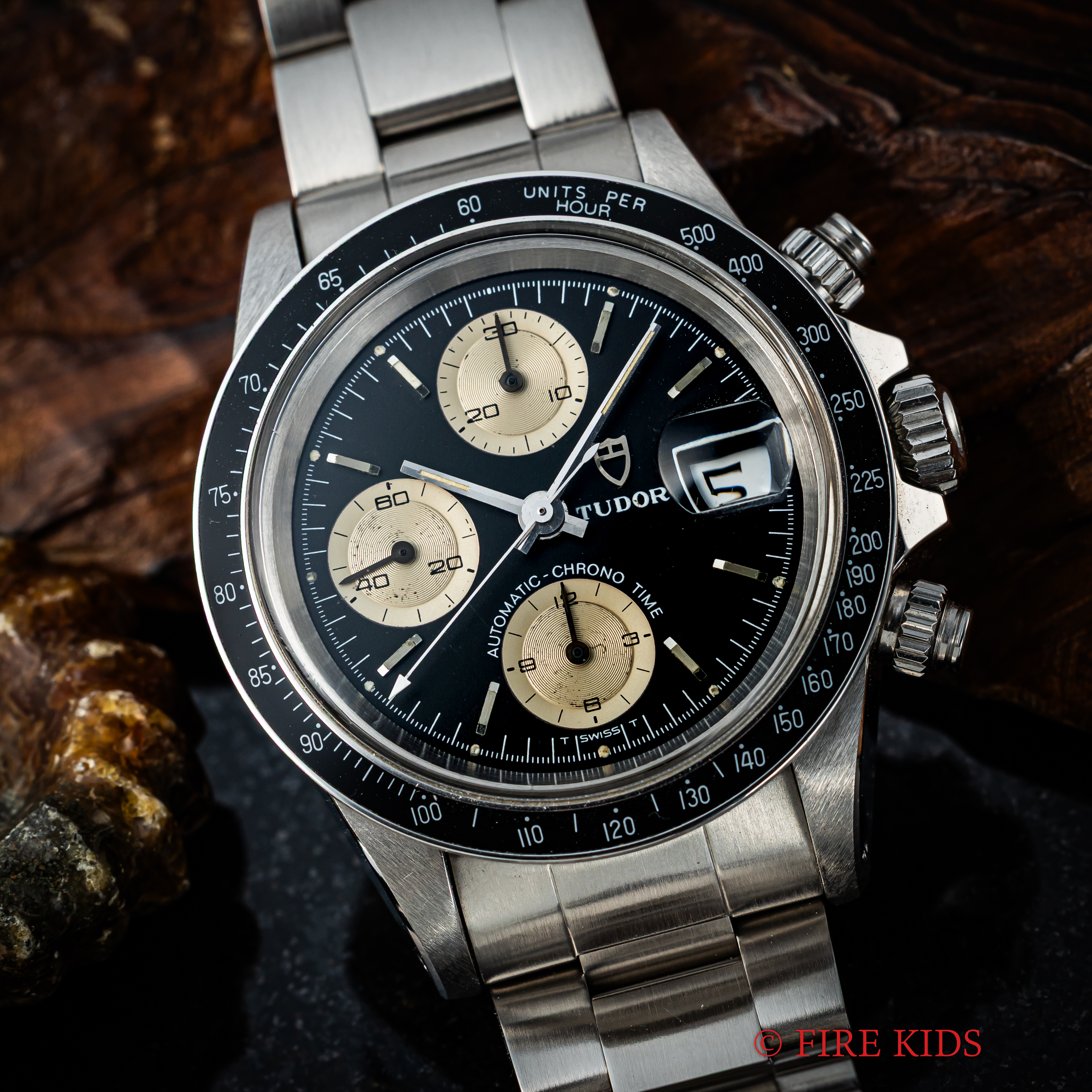 チューダー クロノタイム 1977年製 Ref.9420/0 逆パンダ ビッグブロック 初期型 自動巻き 王冠リューズ