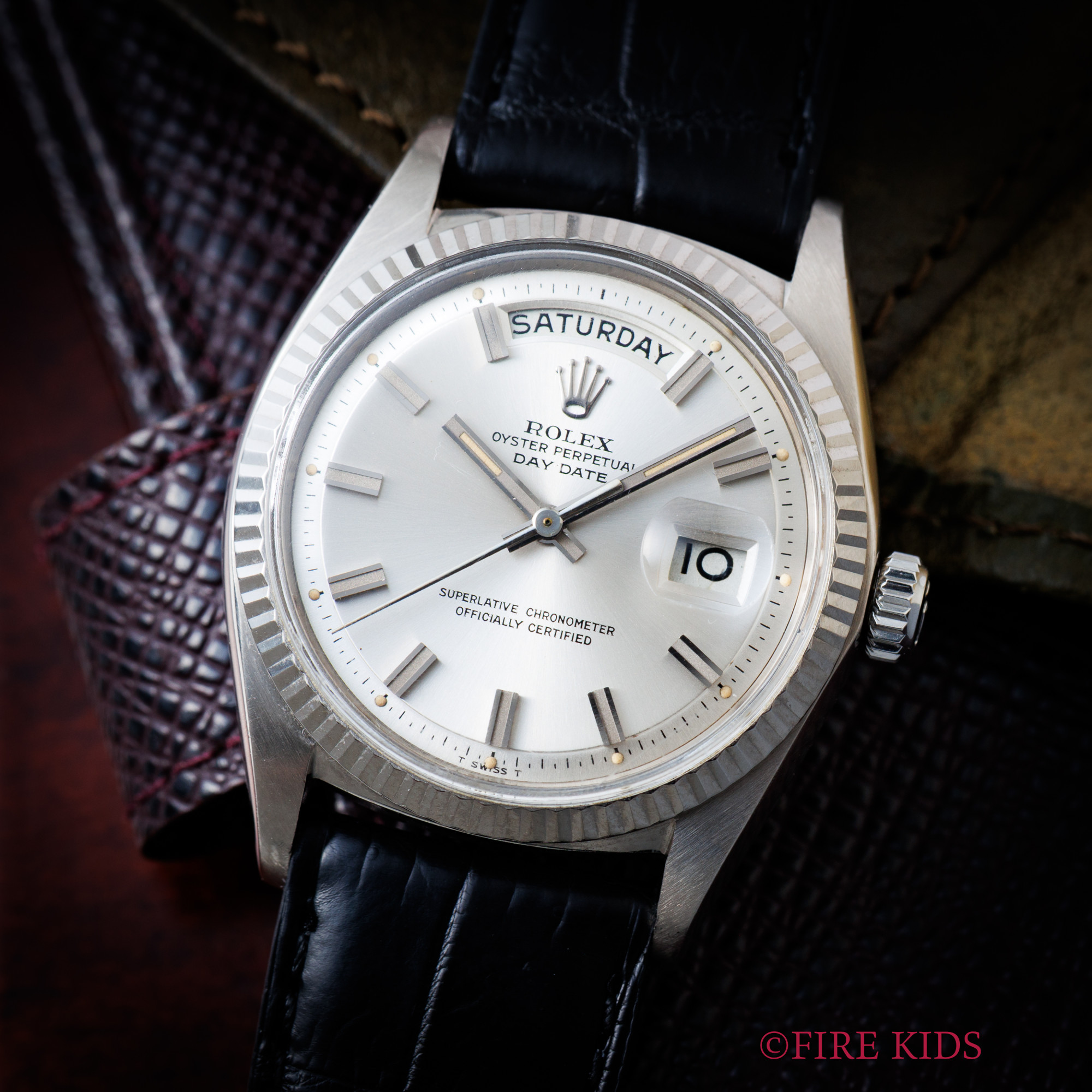 ロレックス デイデイト 18金ホワイトゴールド Ref.1803 ワイドボーイ 1965年製 純正18金ホワイトゴールド尾錠