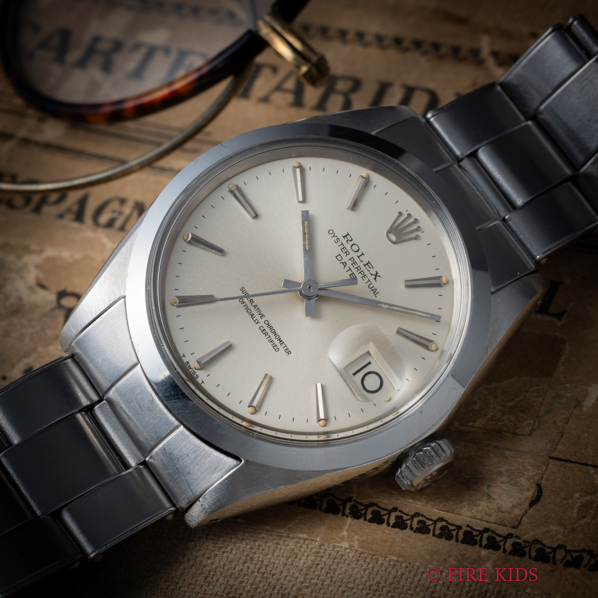 ロレックス　オイスターパーペチュアルデイト　1970年製　Ref.1500　純正リベットブレス