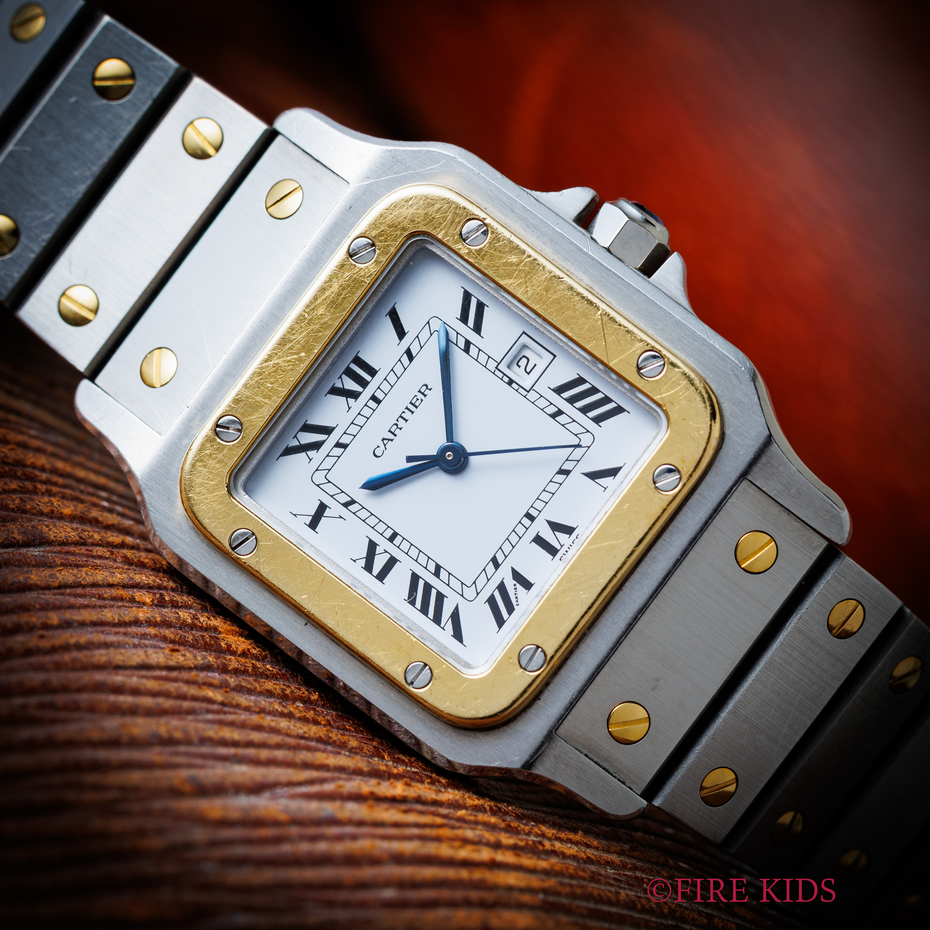 ‼️ カルティエ　サントスガルべLM　　　　　　　　　自動巻き／コンビカラー カルティエ サントスガルべLMサイズ ギョーシェ彫 自動巻 オール