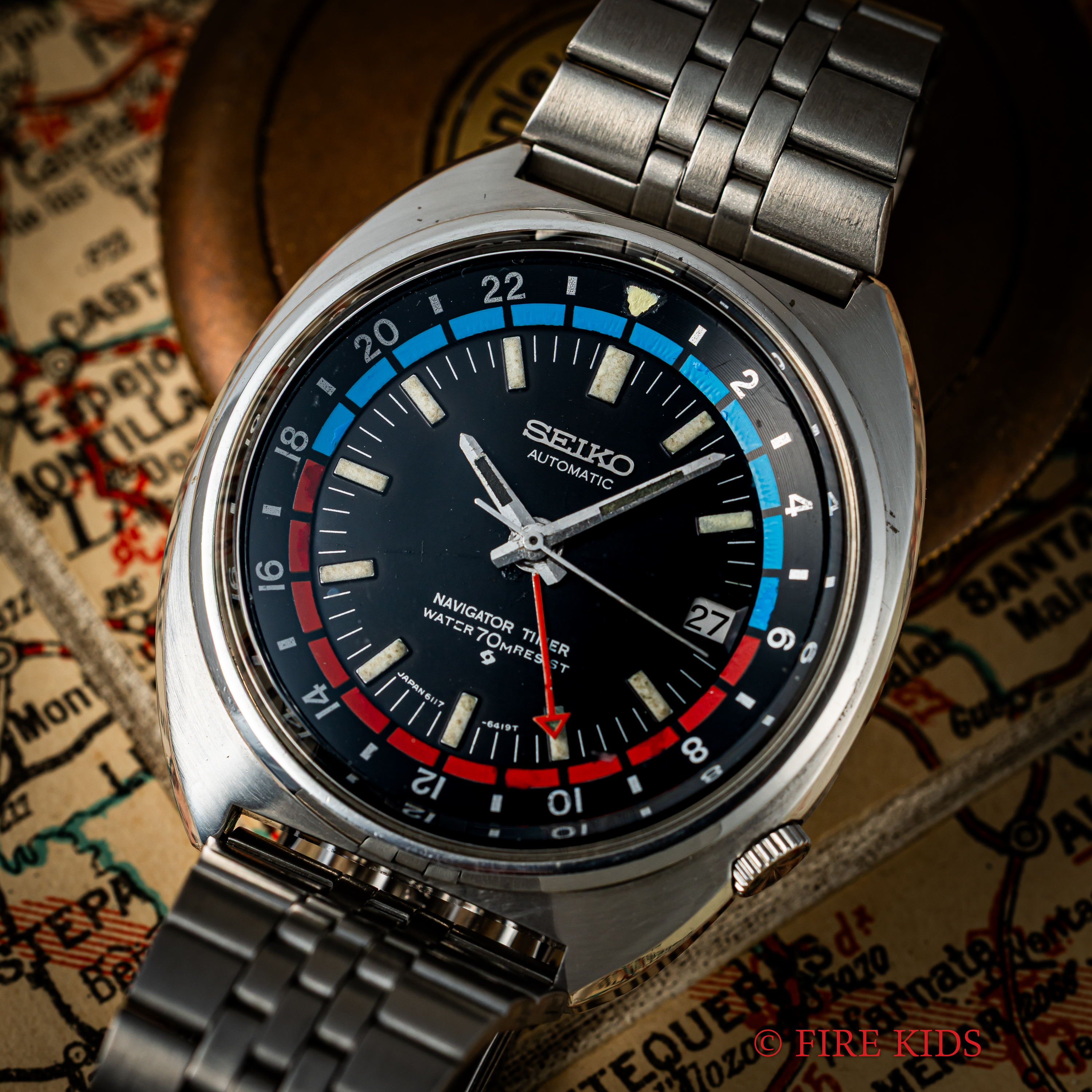 セイコー ナビゲータータイマー Ref.6117-6410 Cal.6117B 1971年製 純正ブレス インナーベゼル GMT