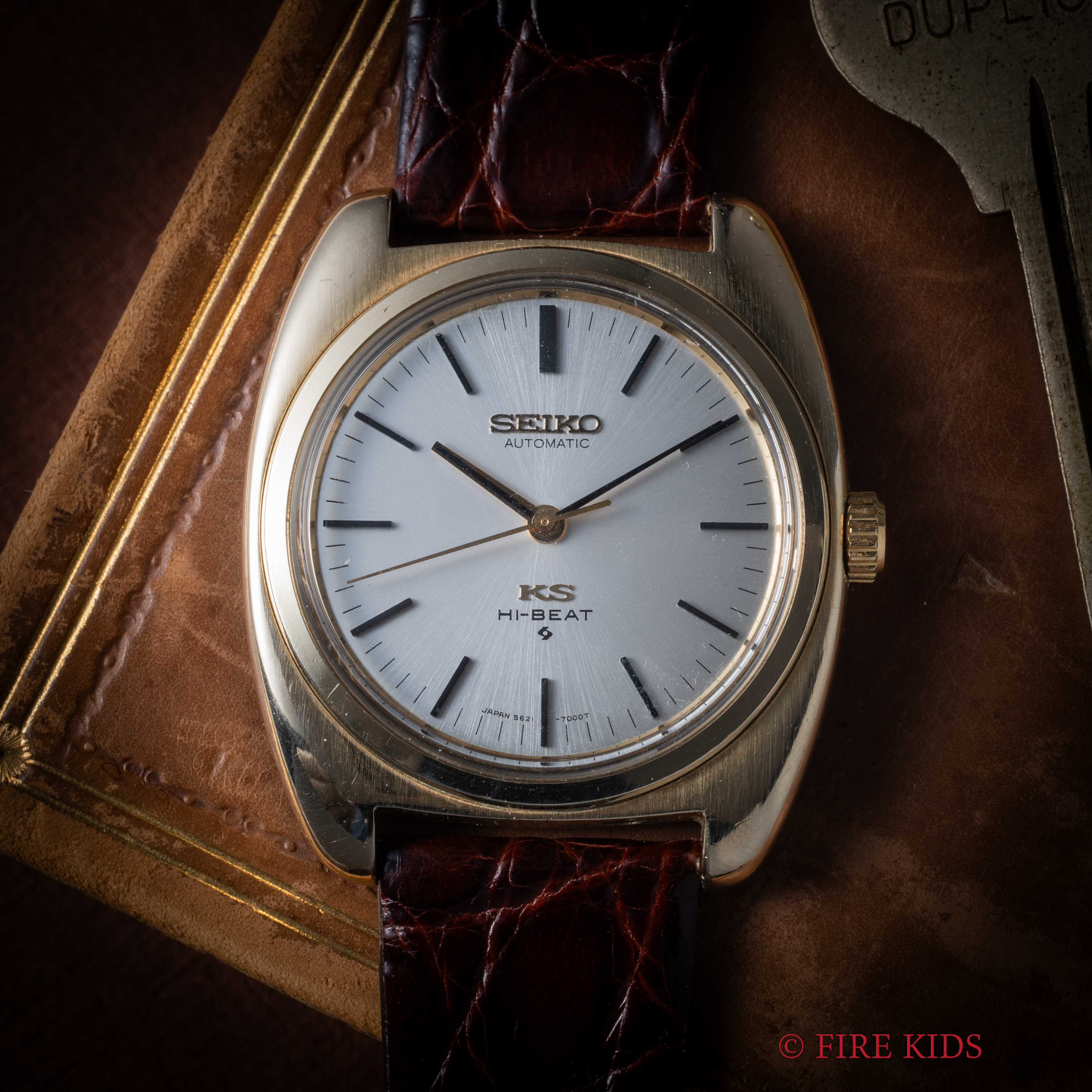 セイコー 56KS Ref.5621-7000 キャップゴールド ノンデイト ハイビート8振動自動巻き シルバーダイヤル 純正尾錠