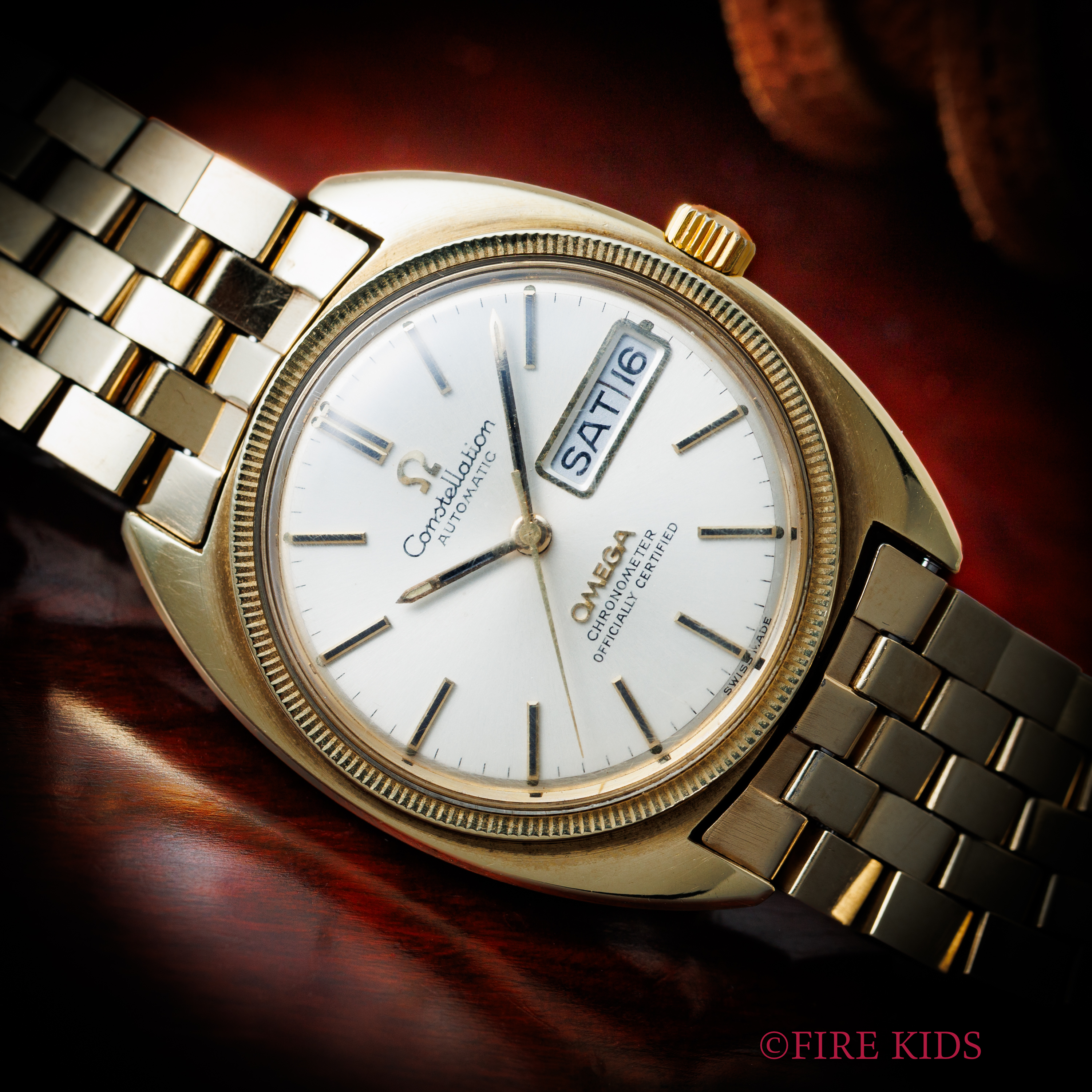 オメガ コンステレーション 金張り 1969年製 ジェンタデザイン コインエッジ Ref.168.029 純正ブレスレット付き