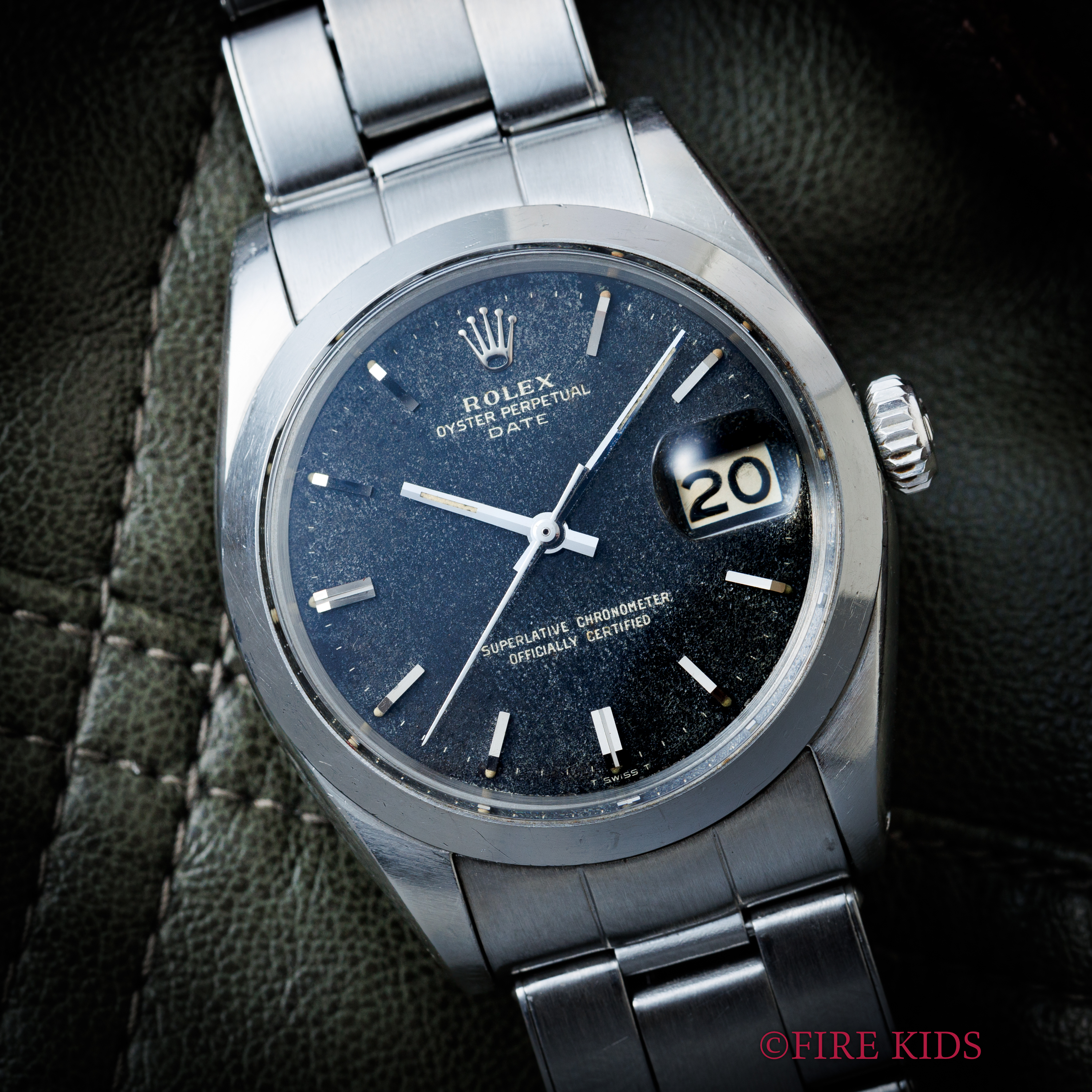 ロレックス オイスターパーペチュアルデイト ブラック Ref.1500 1966年製 Cal.1570 純正リベットブレス