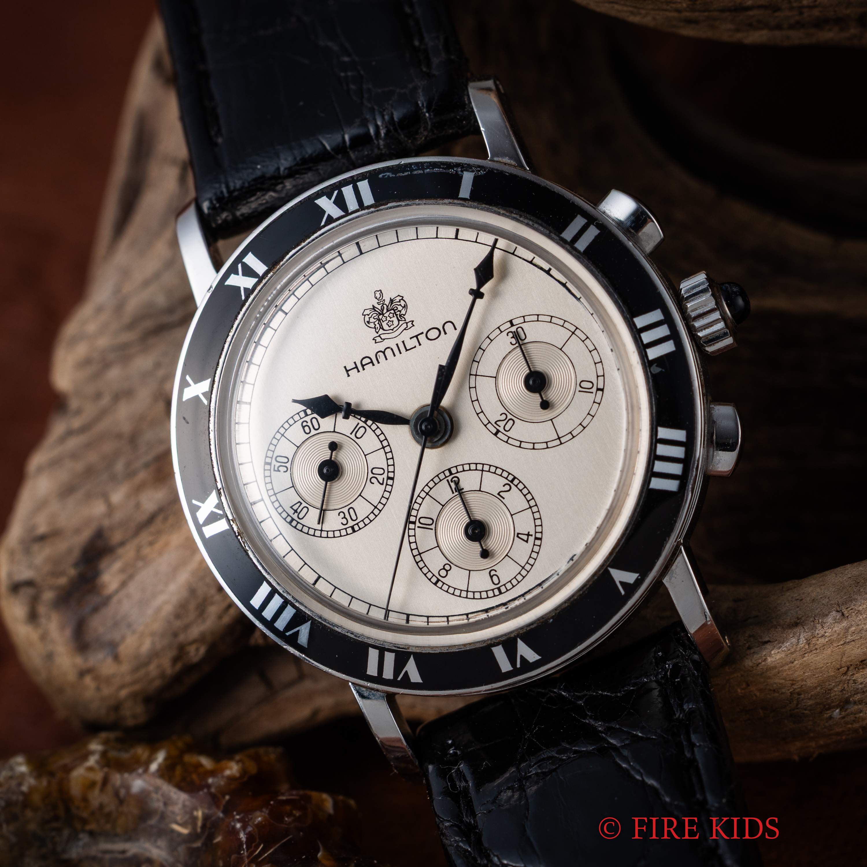 ハミルトン パイピングロッククロノグラフ 1990年代製 手巻き Cal.1873 3レジスタークロノグラフ アールデコデザイン