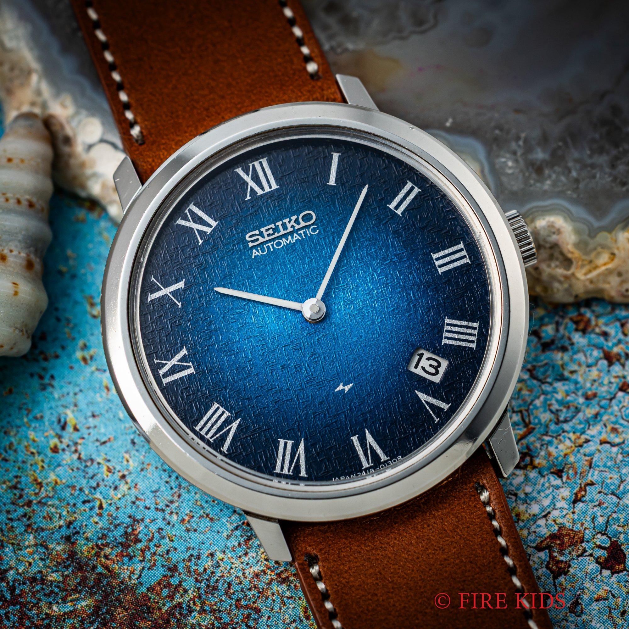 セイコー シャリオ 薄型自動巻き 1973年製 Ref.2418-0020 ブルーグラデーションダイヤル 2針 亀戸 4時位置デイト