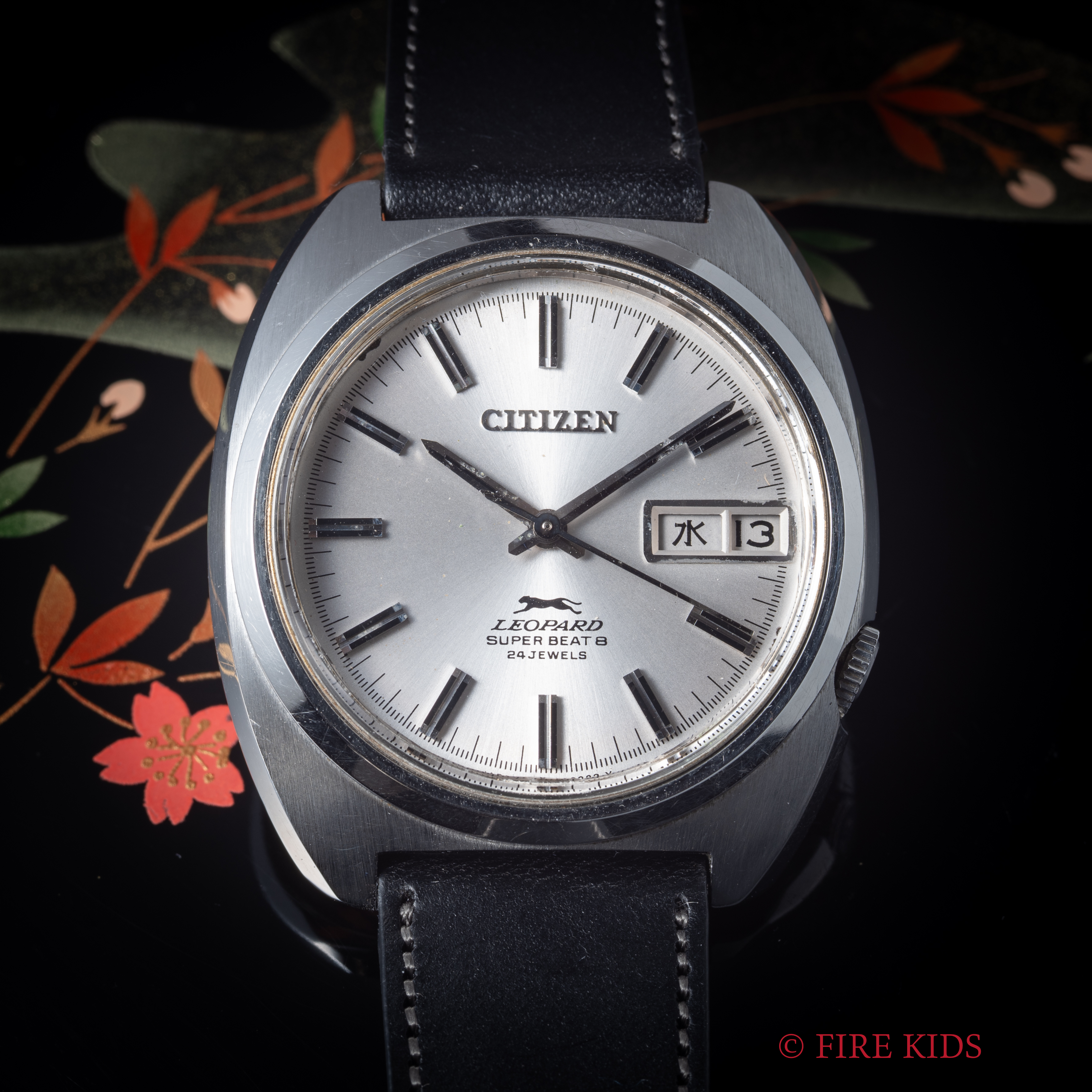 シチズン レオパール スーパービート8 1971年製 Ref.4-770064 Y ガラス風防 自動巻きハイビート デイデイト クッションケース 24石