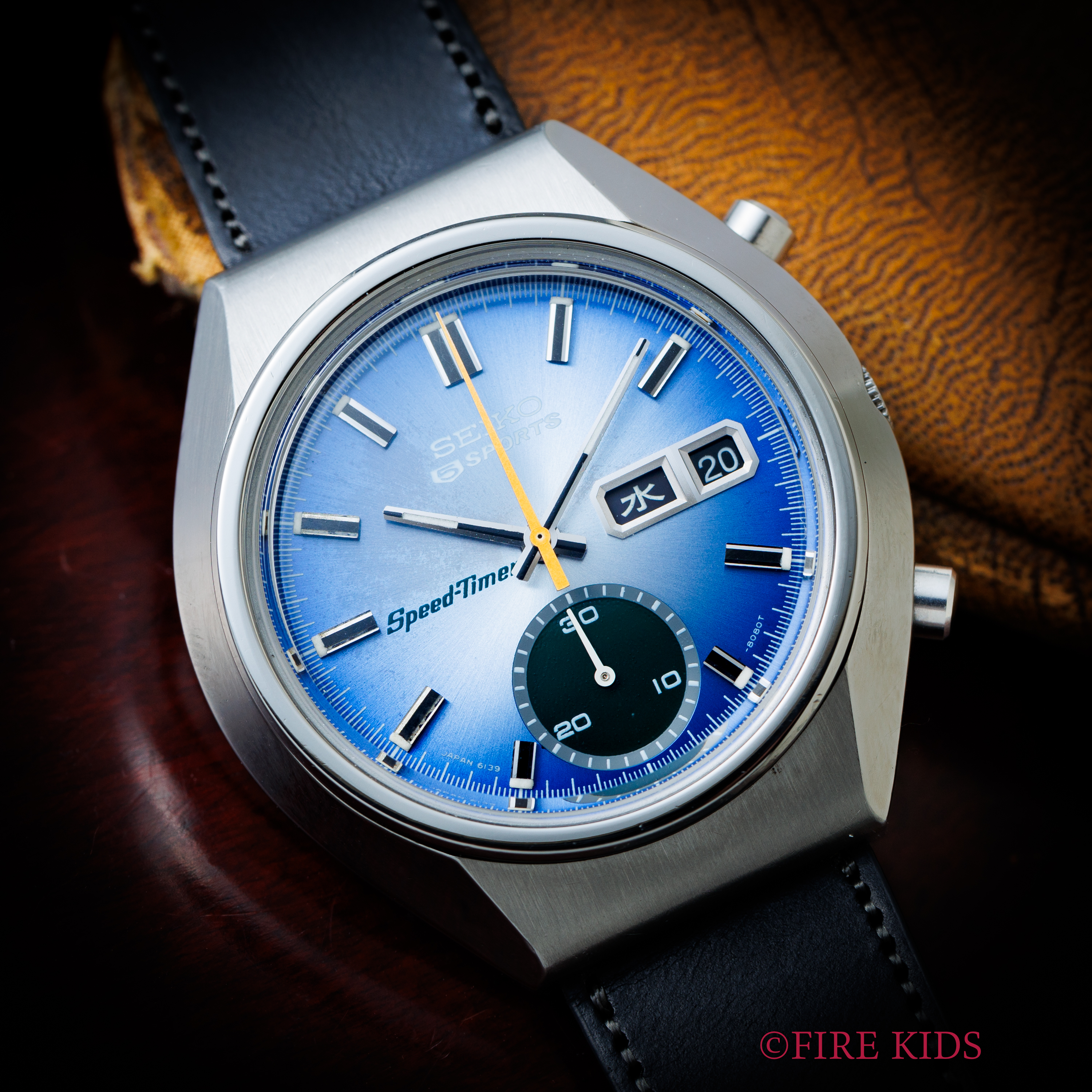 Mori！綺麗なブルー5SPORTSスピードタイマー6139-8040 FIREKIDS｜ファイアーキッズ / セイコー 5スポーツ スピードタイマー