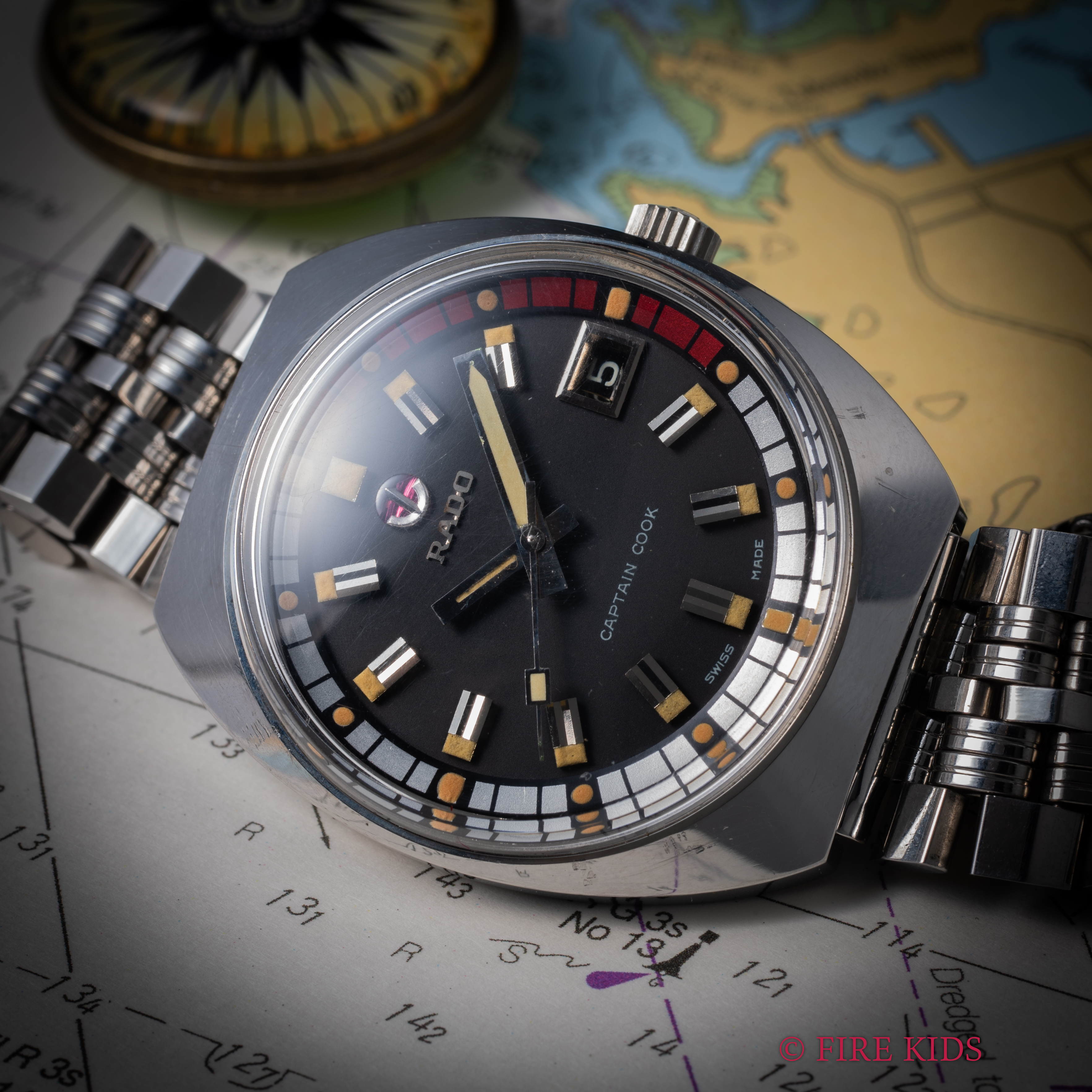 ラドー キャプテンクック 1960年代製 インナー回転ベゼル 自動巻 純正ステンレスブレス