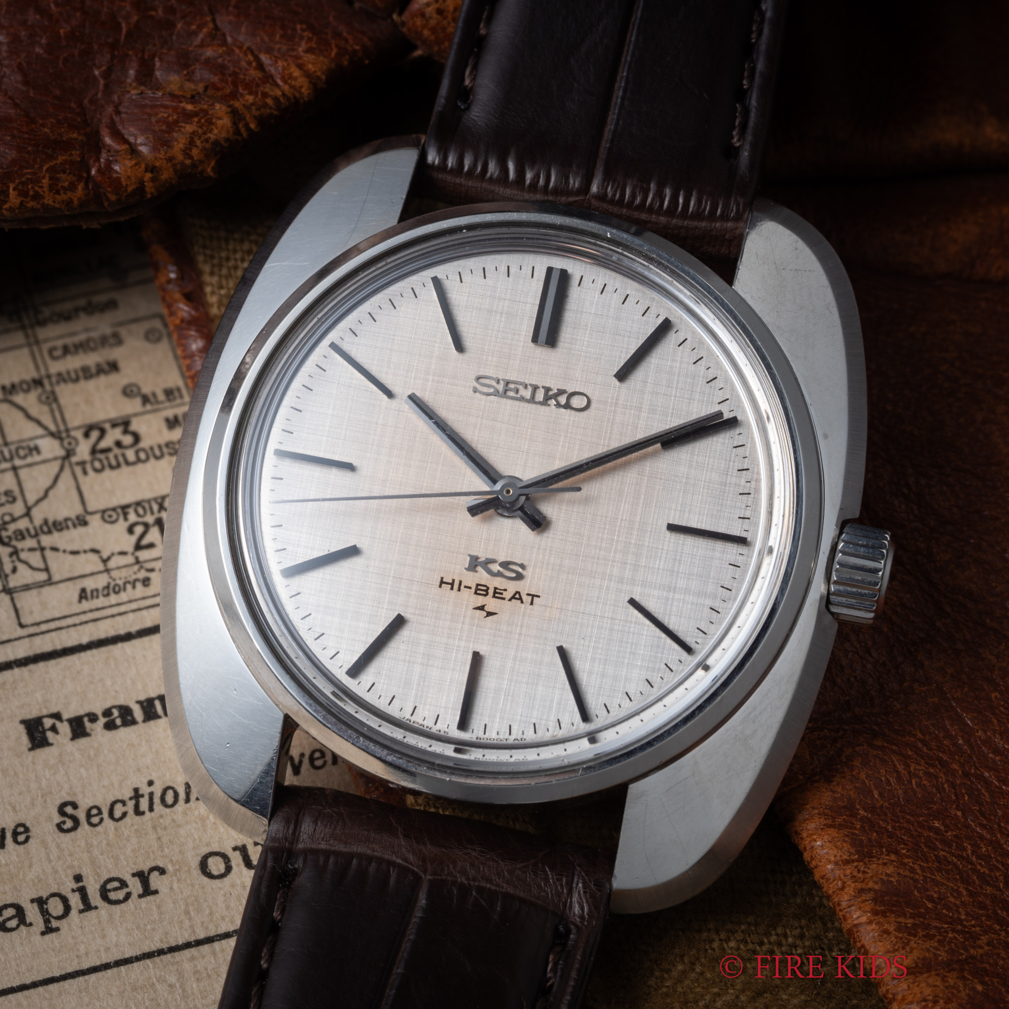 キングセイコー 1969年製 リネンダイヤル ノンデイト10振動手巻 Ref.45-8000