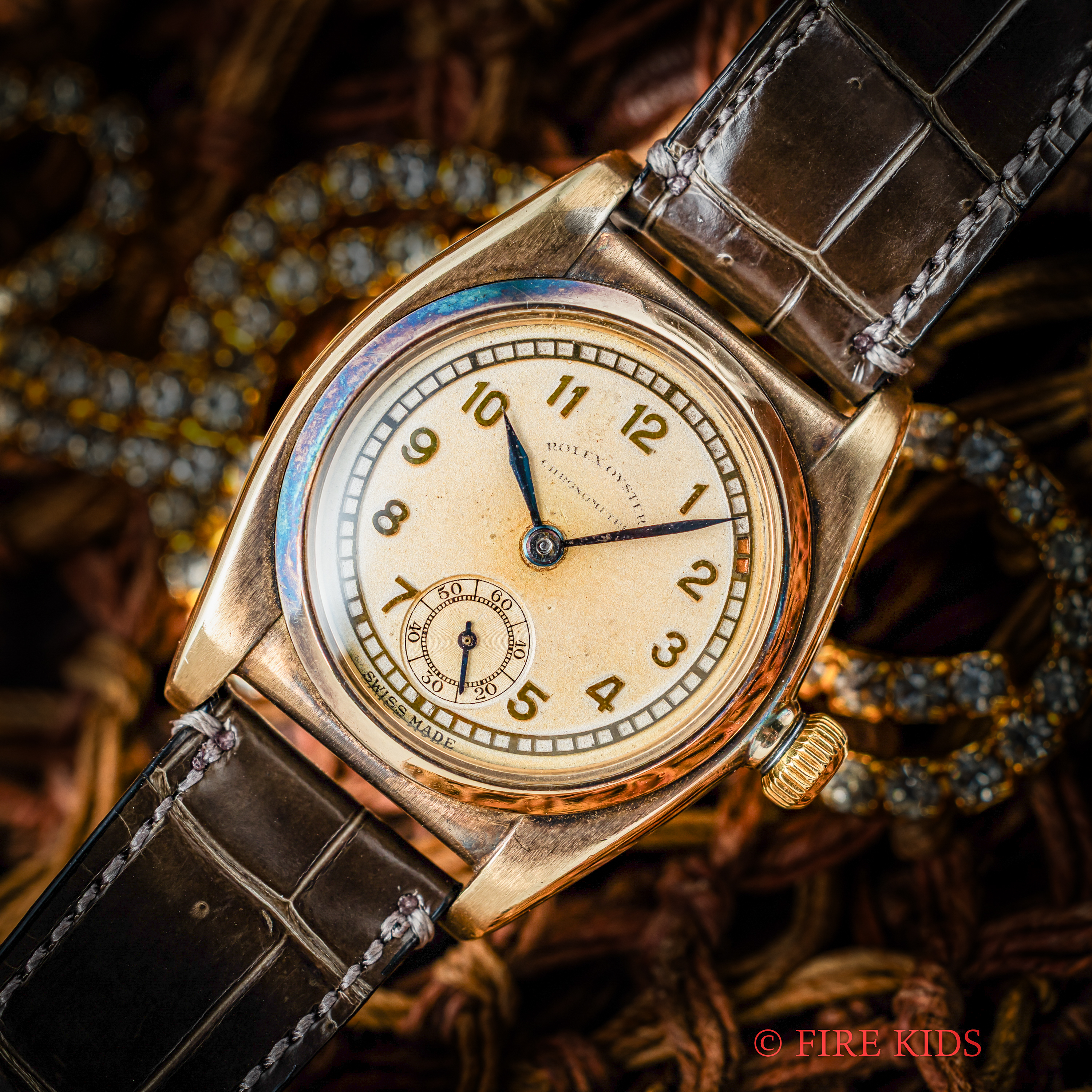 ロレックス 9金無垢オイスター フラットバック 1936年製 イングランドダイヤル スモールセコンド クロノメーター手巻