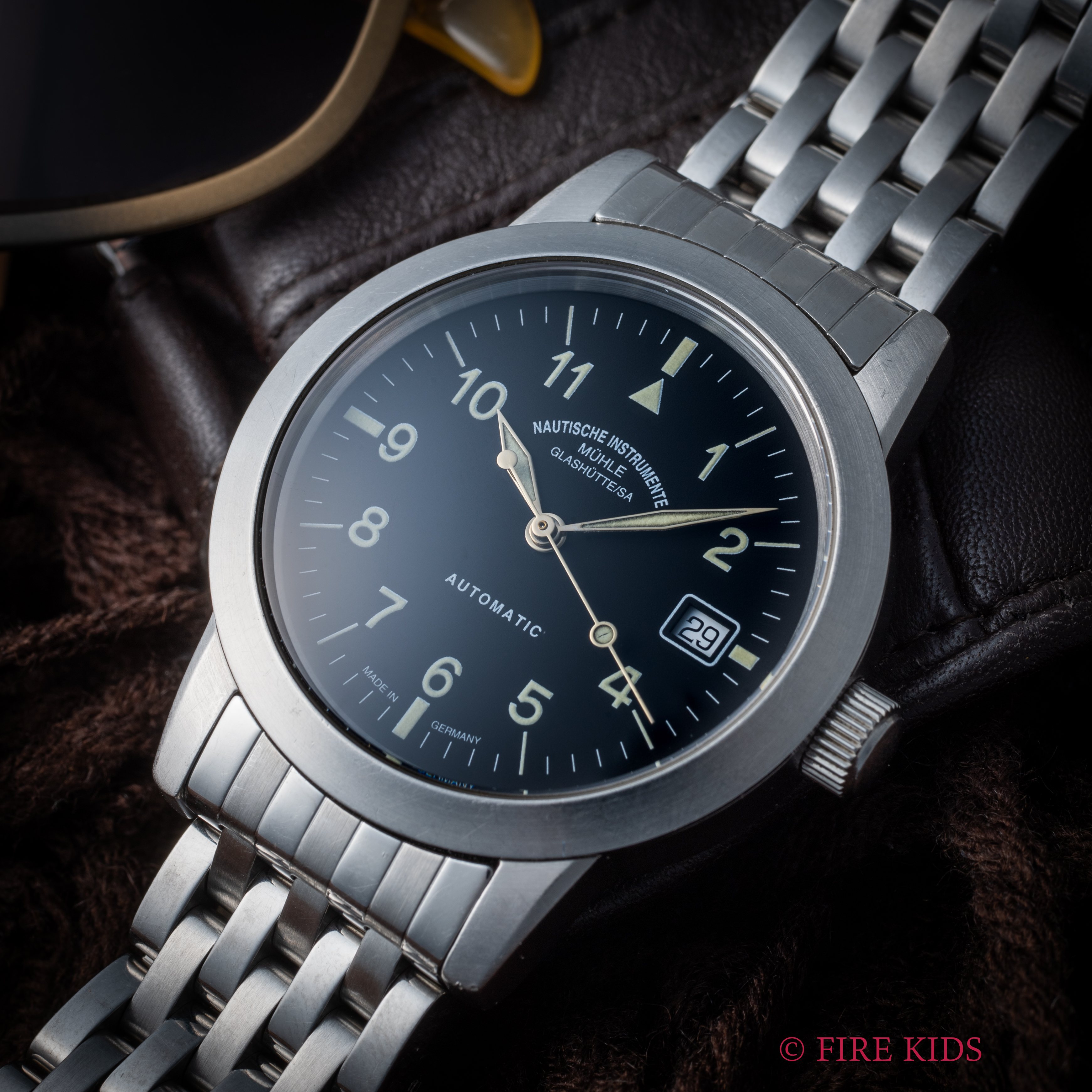 ミューレグラスヒュッテ　Ref.12010　純正ブレス付き　1990年代製　自動巻　トリチウム