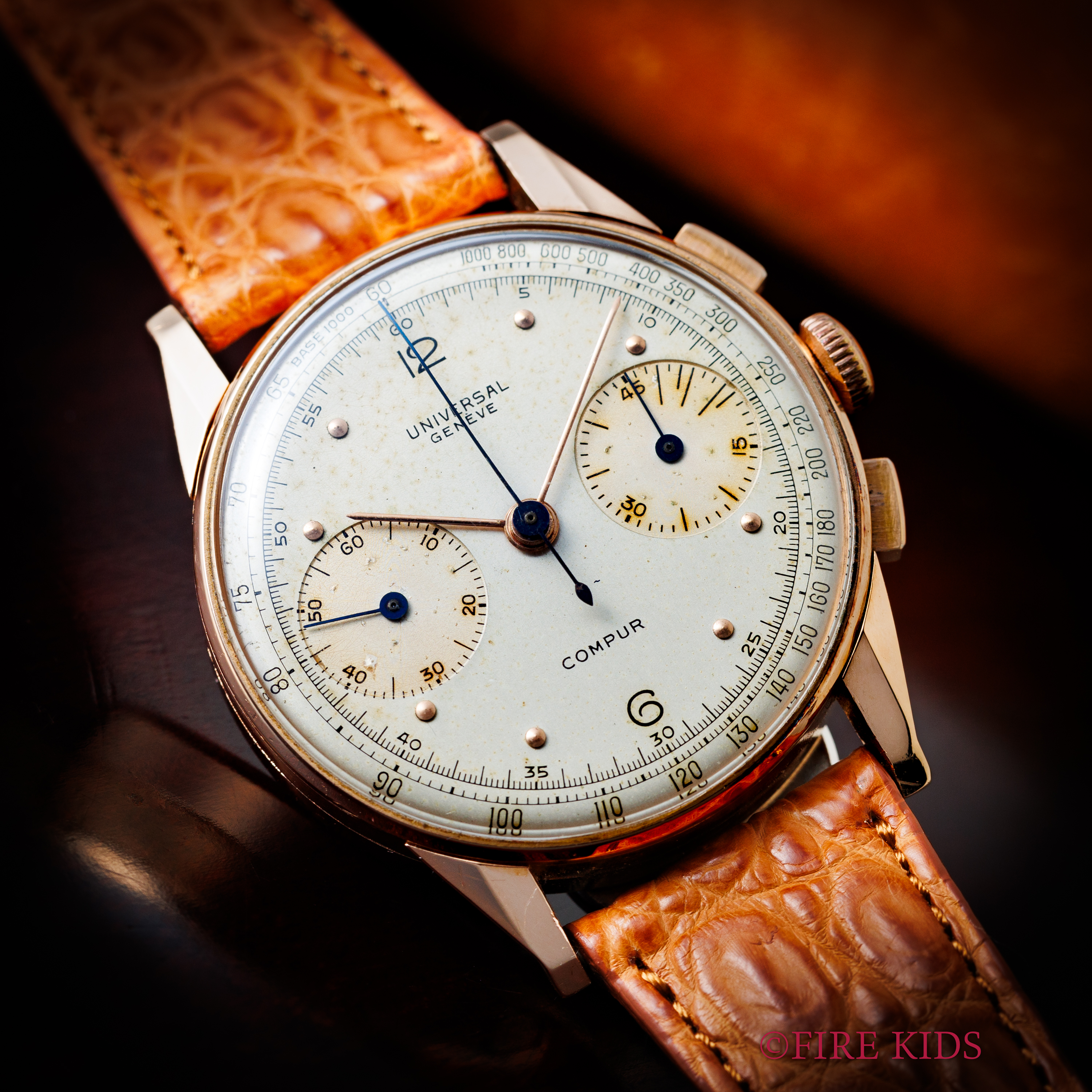 ユニバーサルジュネーブ　コンピュール　K18PG　1938年製　Cal.285