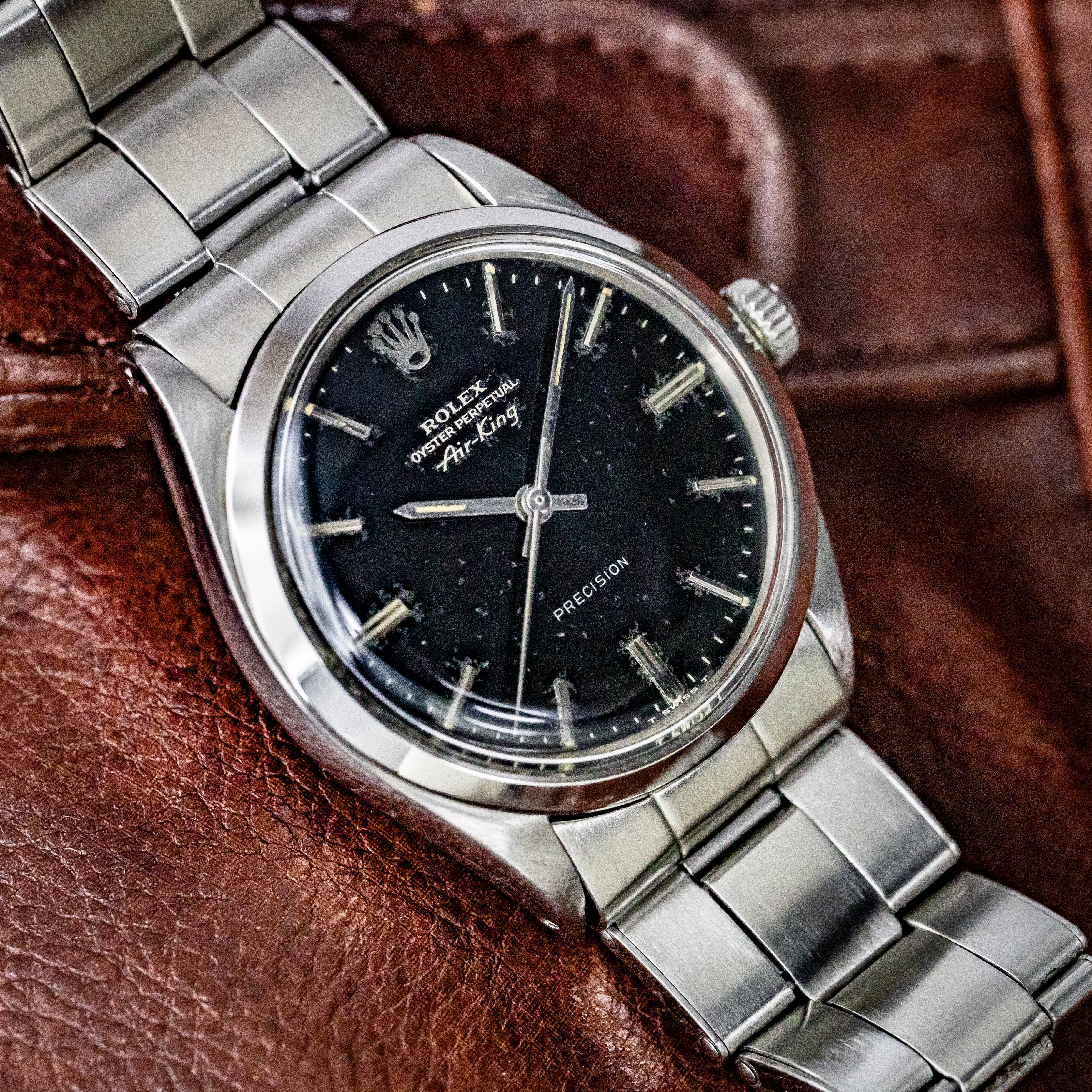 ロレックス エアキング ブラックミラー 1968年製 Ref.5500 リベットブレス