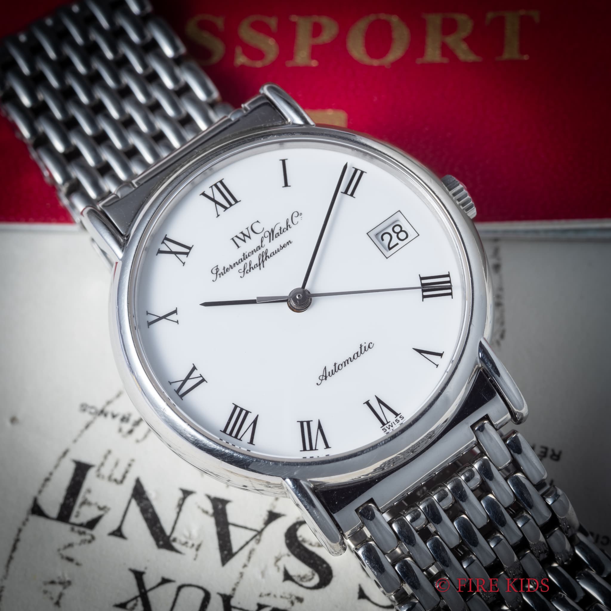 IWC ポートフィノ ホワイトローマン Ref.3513 2001年製 Cal.37521 冊子、修理保証書付き 自動巻き エナメル 純正ブレス