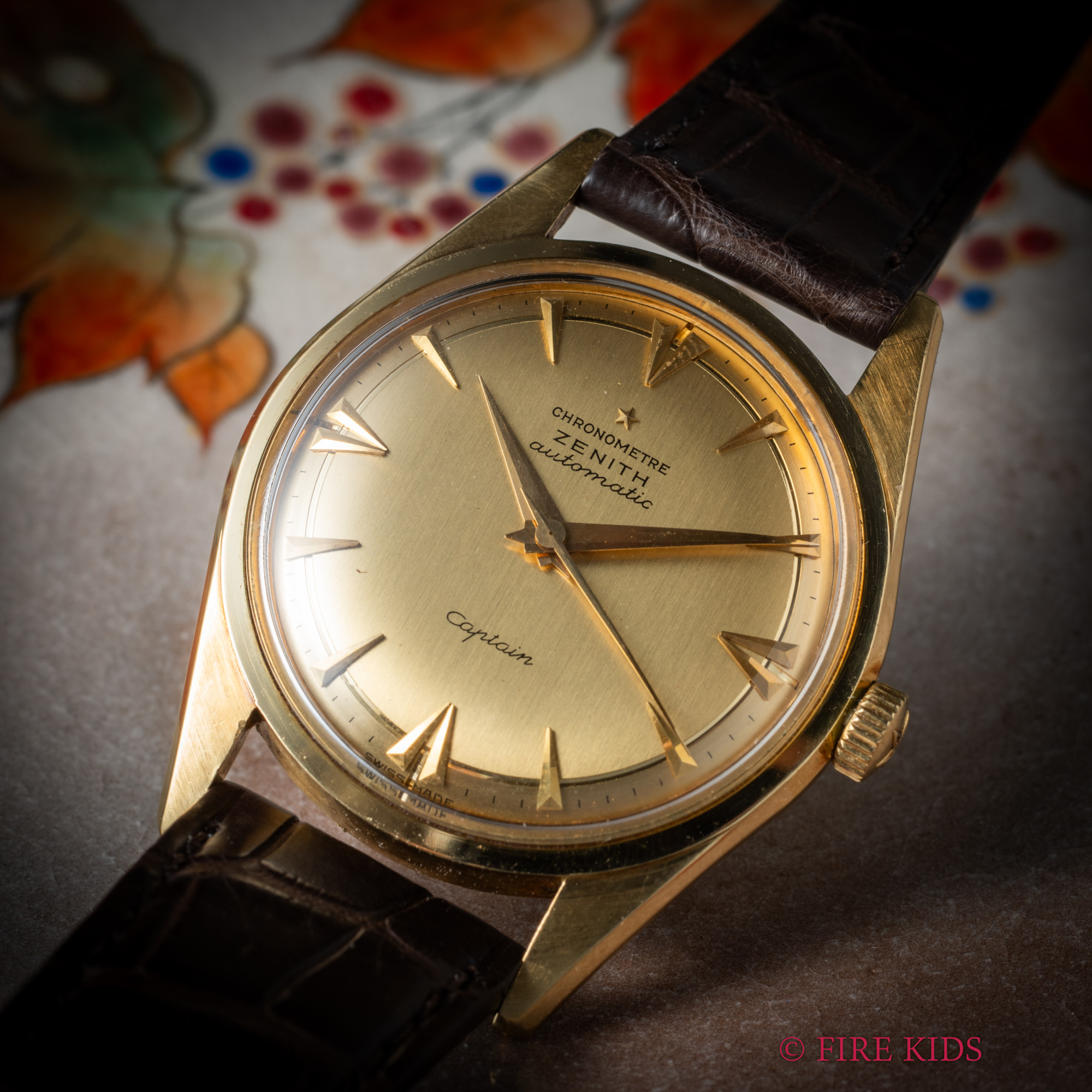 ゼニス キャプテン 18金イエローゴールド クロノメーター自動巻き 1961年製 Cal.2522P ノンデイト スクリューバックケース