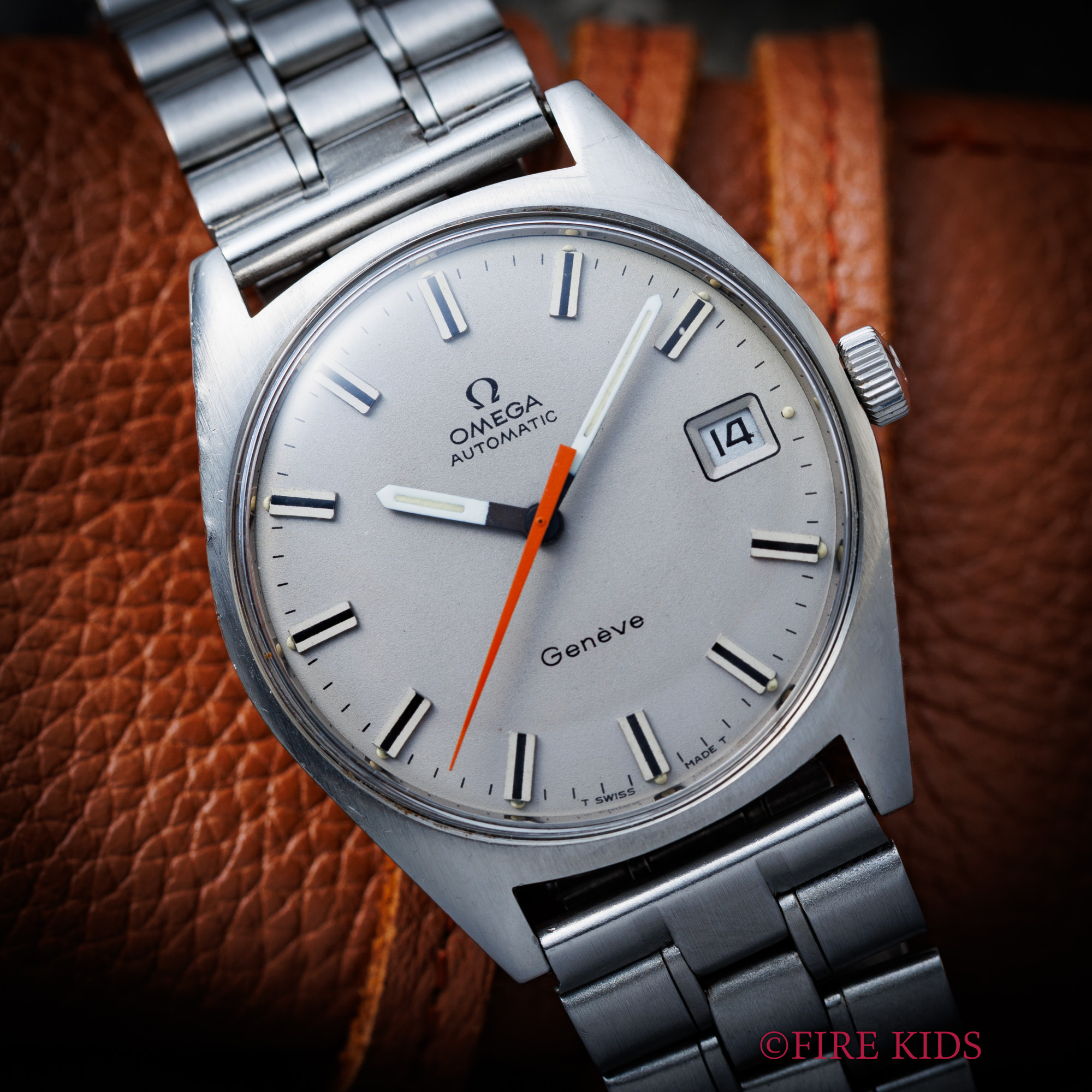 ジュネーブ オレンジ針 1968年製 Ref.166.041 Cal.565 純正ステンレスブレス付き