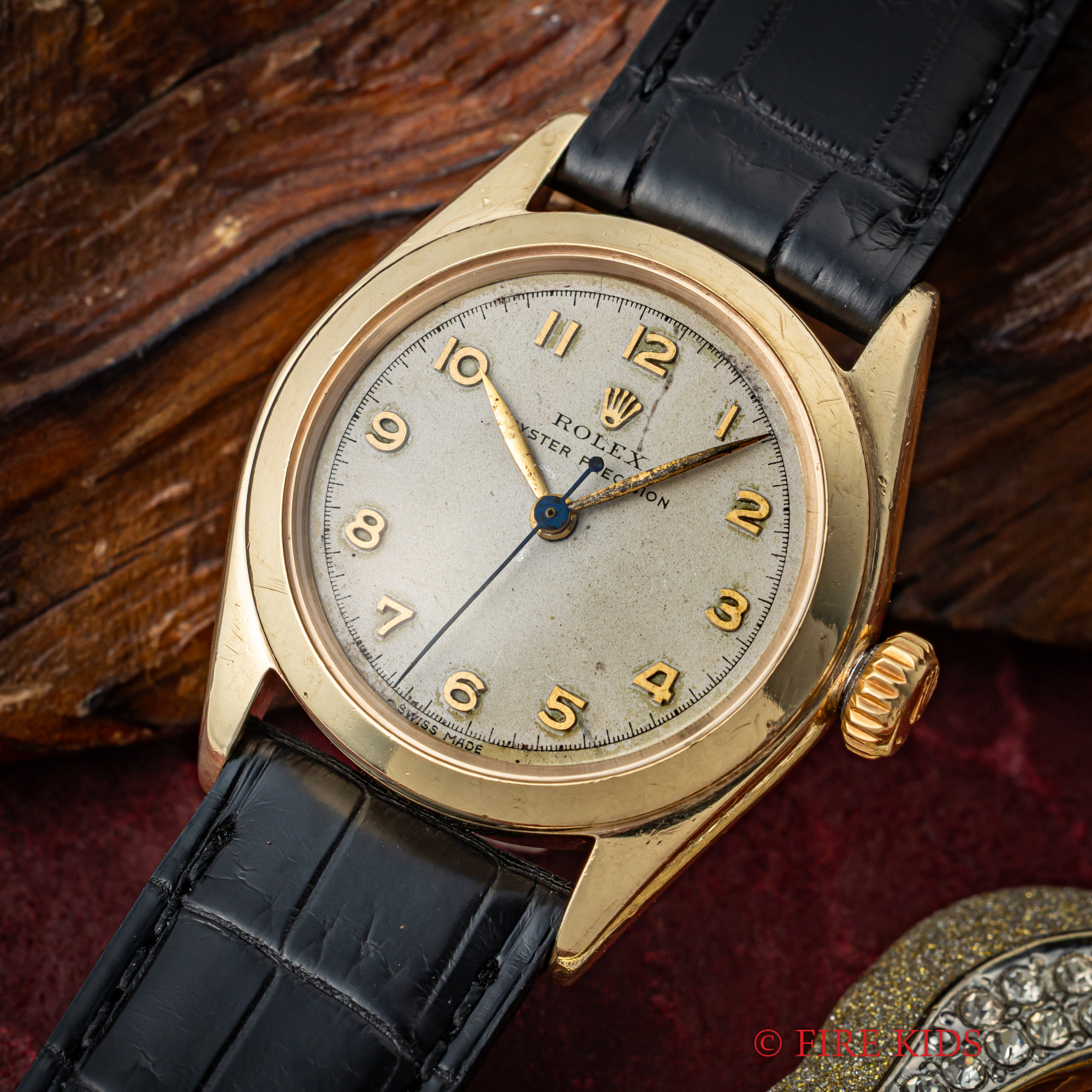 ロレックス オイスター プレシジョン 1951年製 手巻き 10金イエローゴールド 全アラビア