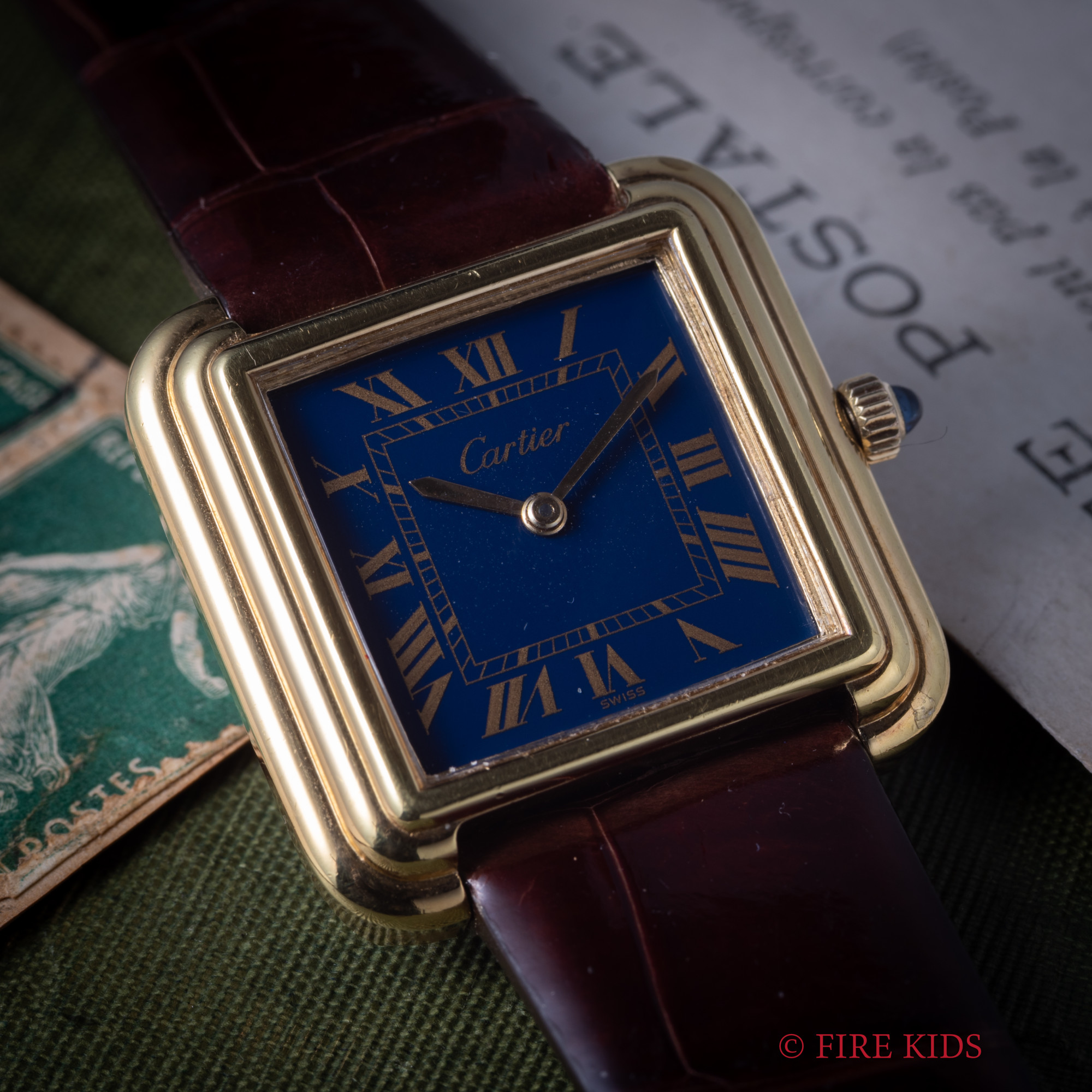 カルティエ ステップドタンク 1970年代製 手巻 ブルーローマンダイヤル 2025年メーカーコンプリートサービス
