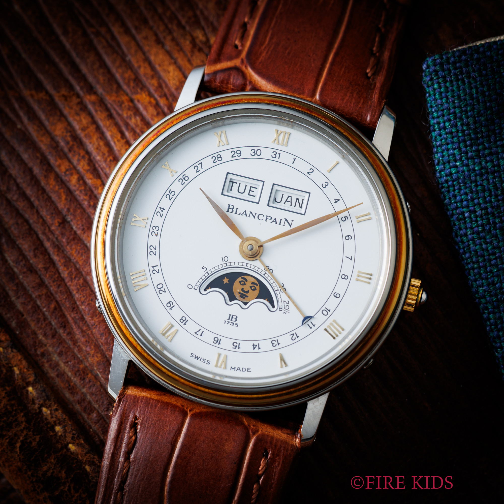 ブランパン 1993年保証書 トリプルカレンダームーンフェイズ コンビ 1990年代製 Ref.1111 フレデリックピゲCal.64 手巻 純正尾錠ギャラ付