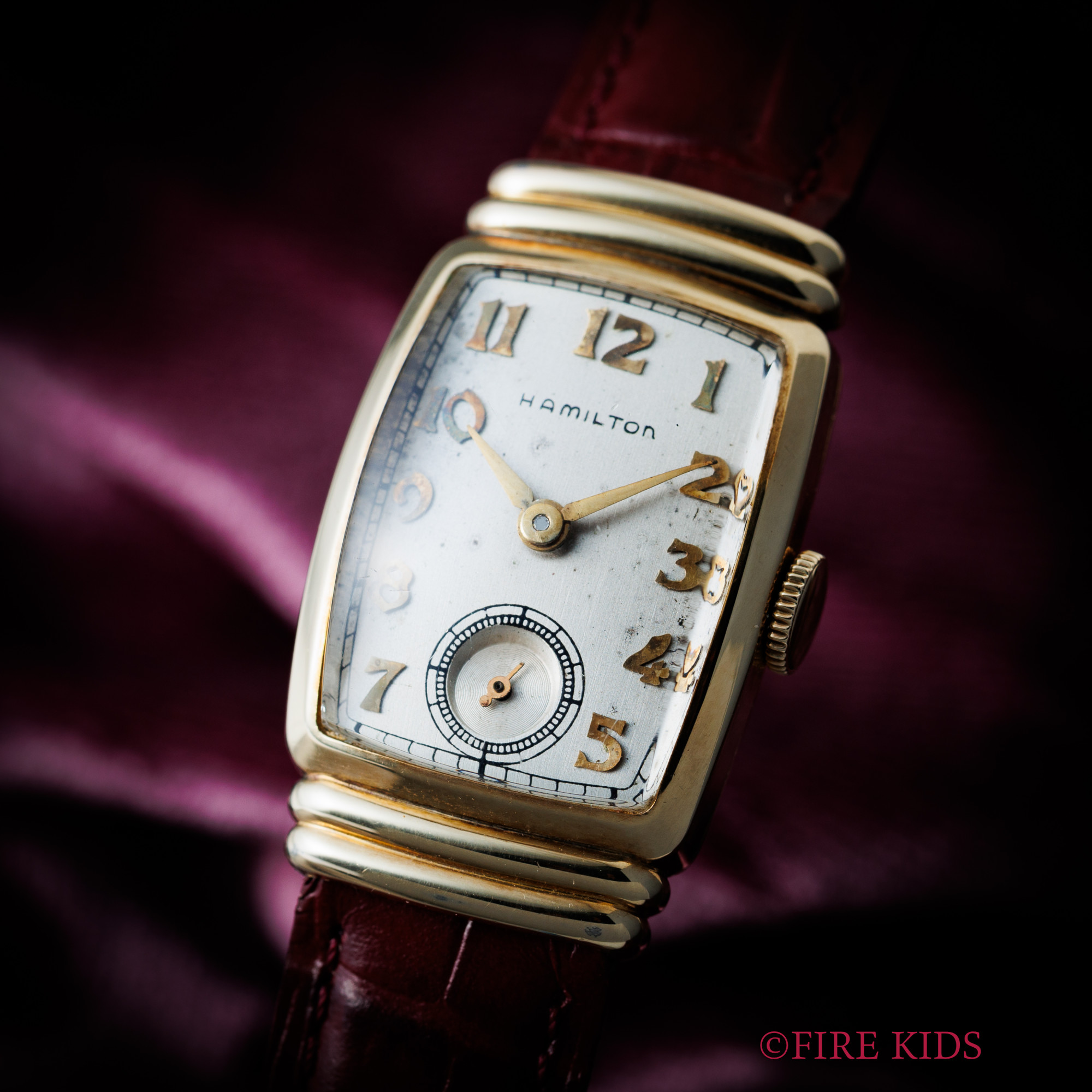 ハミルトン　レクタンギュラー　全アラビア　スモールセコンド　10金張り　1940年製