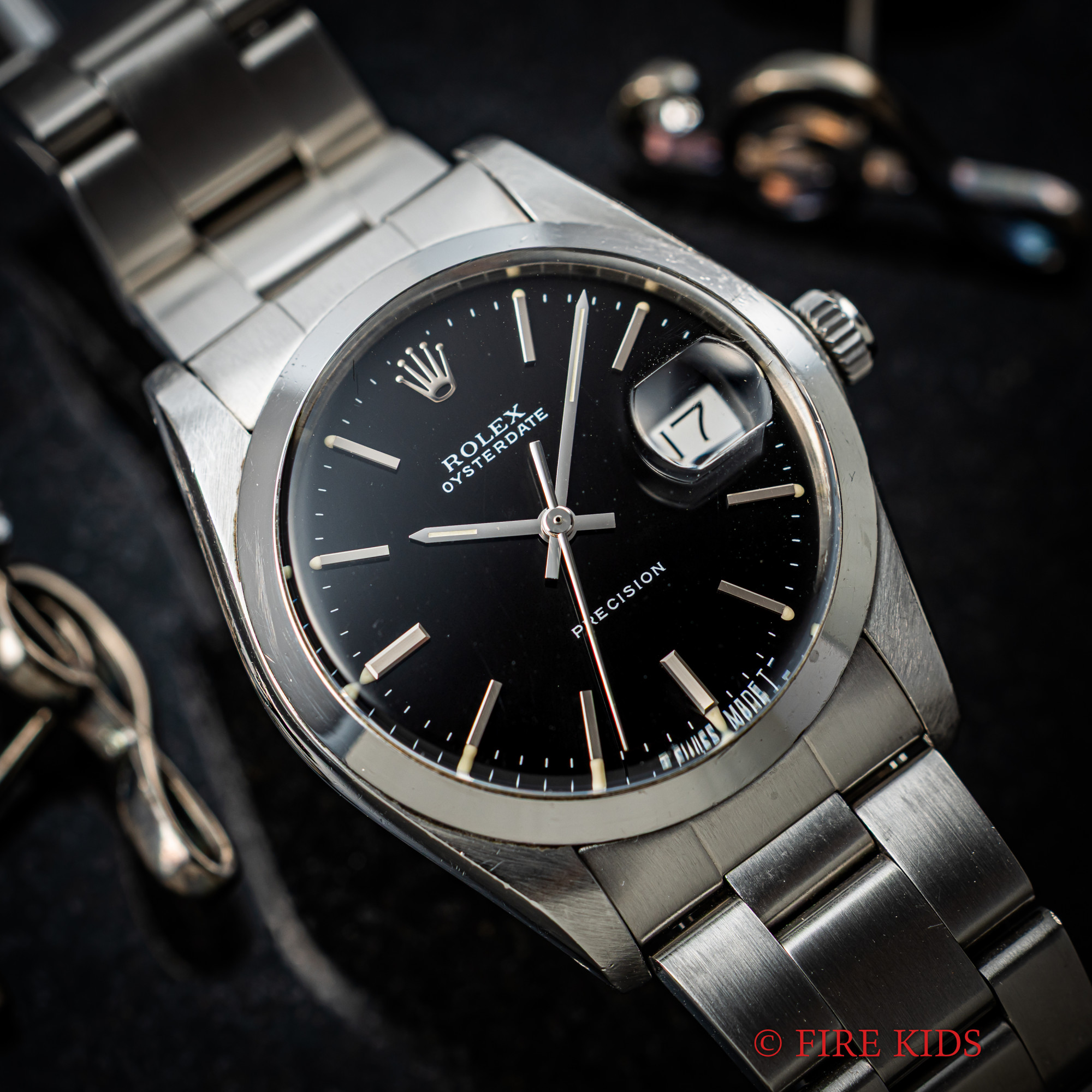 ロレックス オイスターデイト ブラックサービスダイヤル 1986年製 手巻き