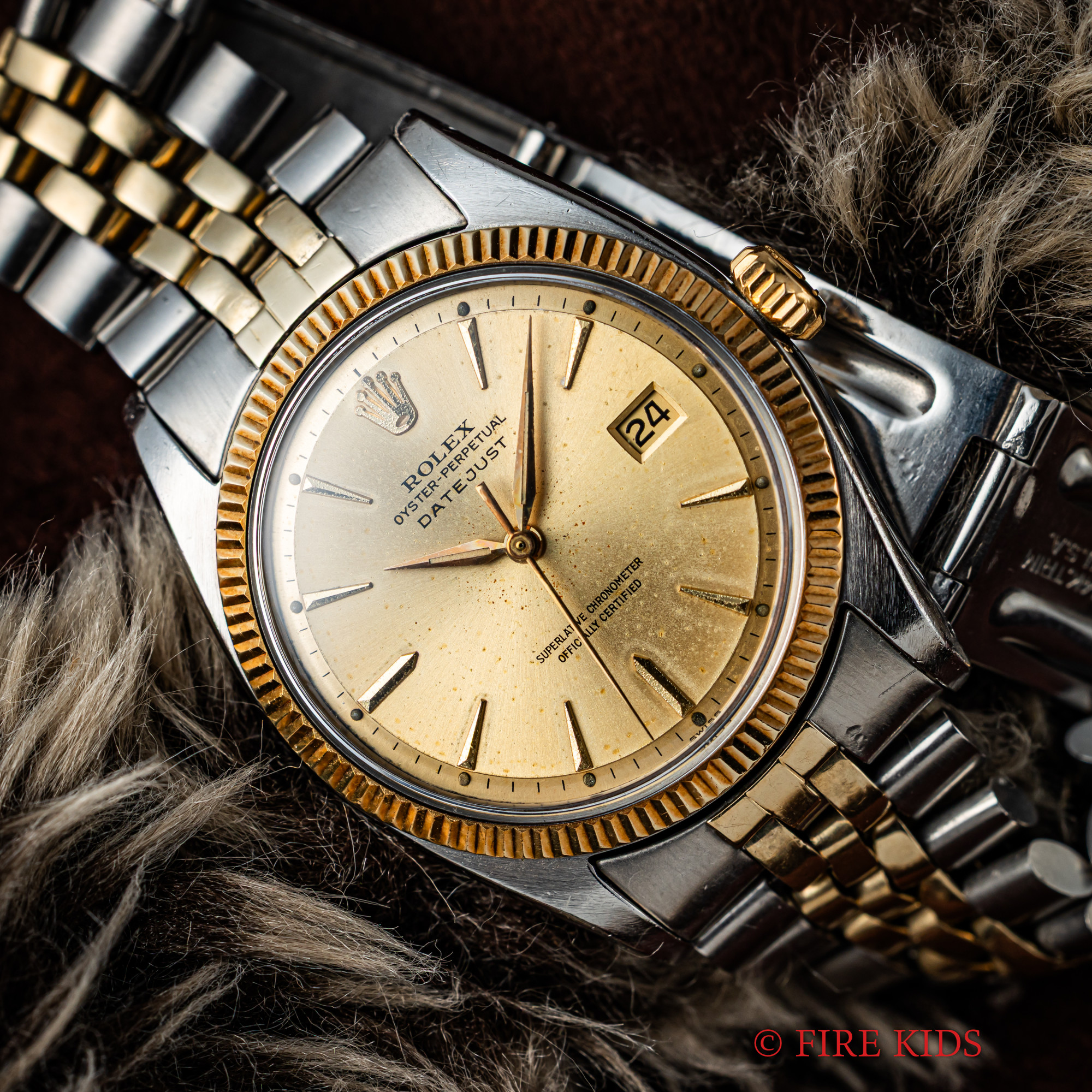 ロレックス デイトジャストコンビ 1960年製 アルファハンド Cal.1560 バタフライローター 1961年ギャランティー、クロノメーター証付き 純正USA製コンビブレスレット