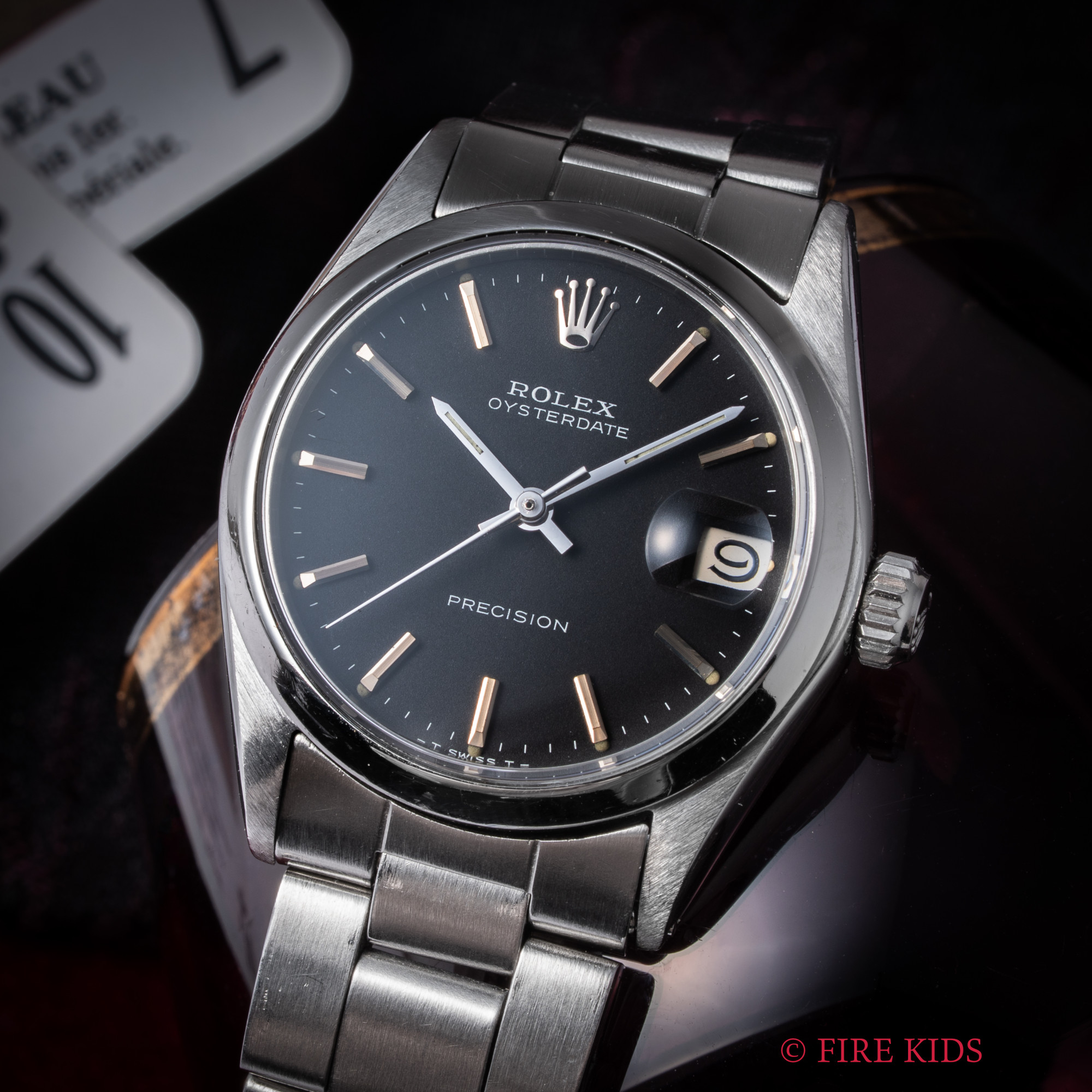 ロレックス ROLEX オイスターデイト 1970年製 Ref.6466 手巻 ボーイズサイズ ブラック文字盤 純正巻きブレス付