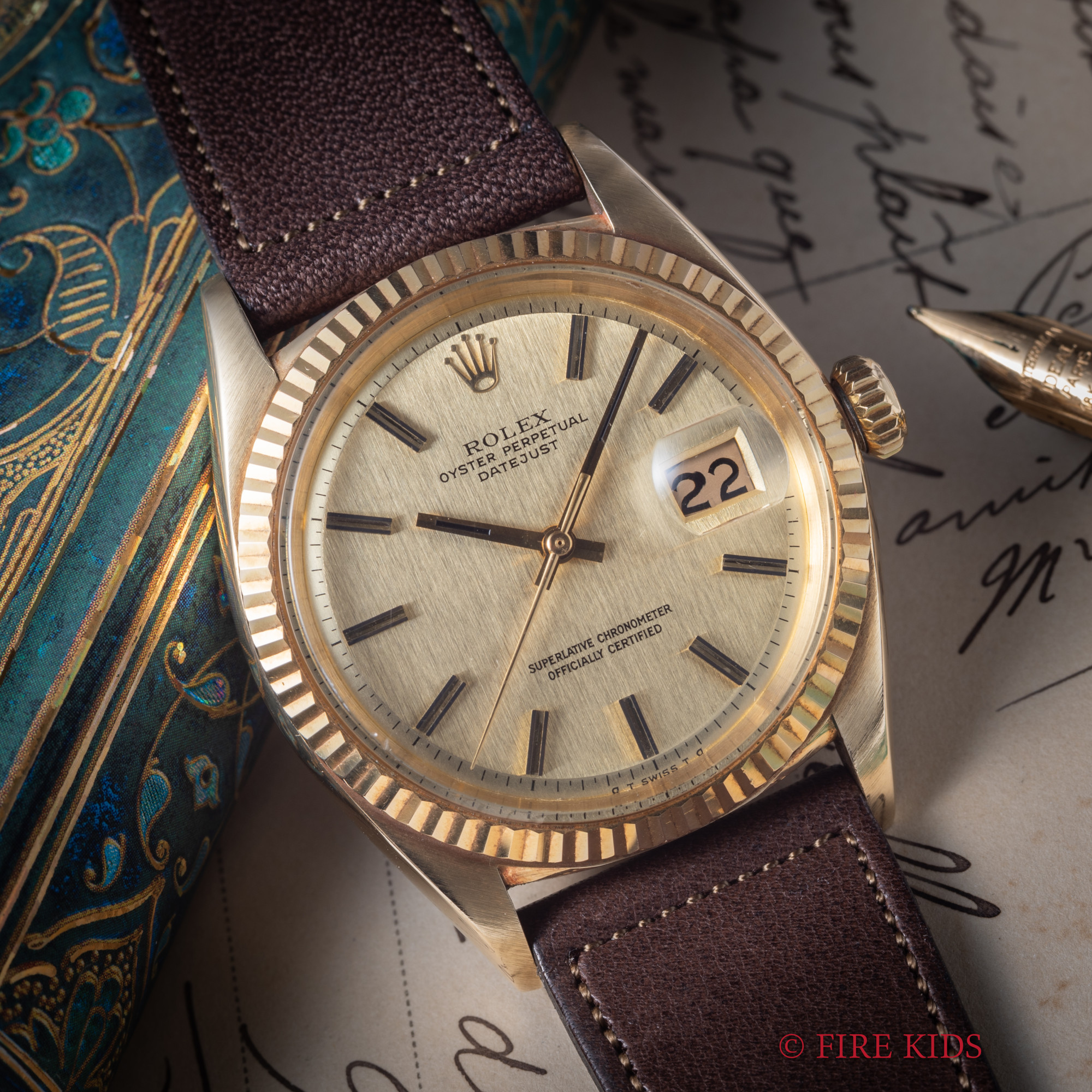 ロレックス デイトジャスト 14金無垢イエローゴールド シグマダイヤル 1970年製 Cal.1560 自動巻きクロノメーター