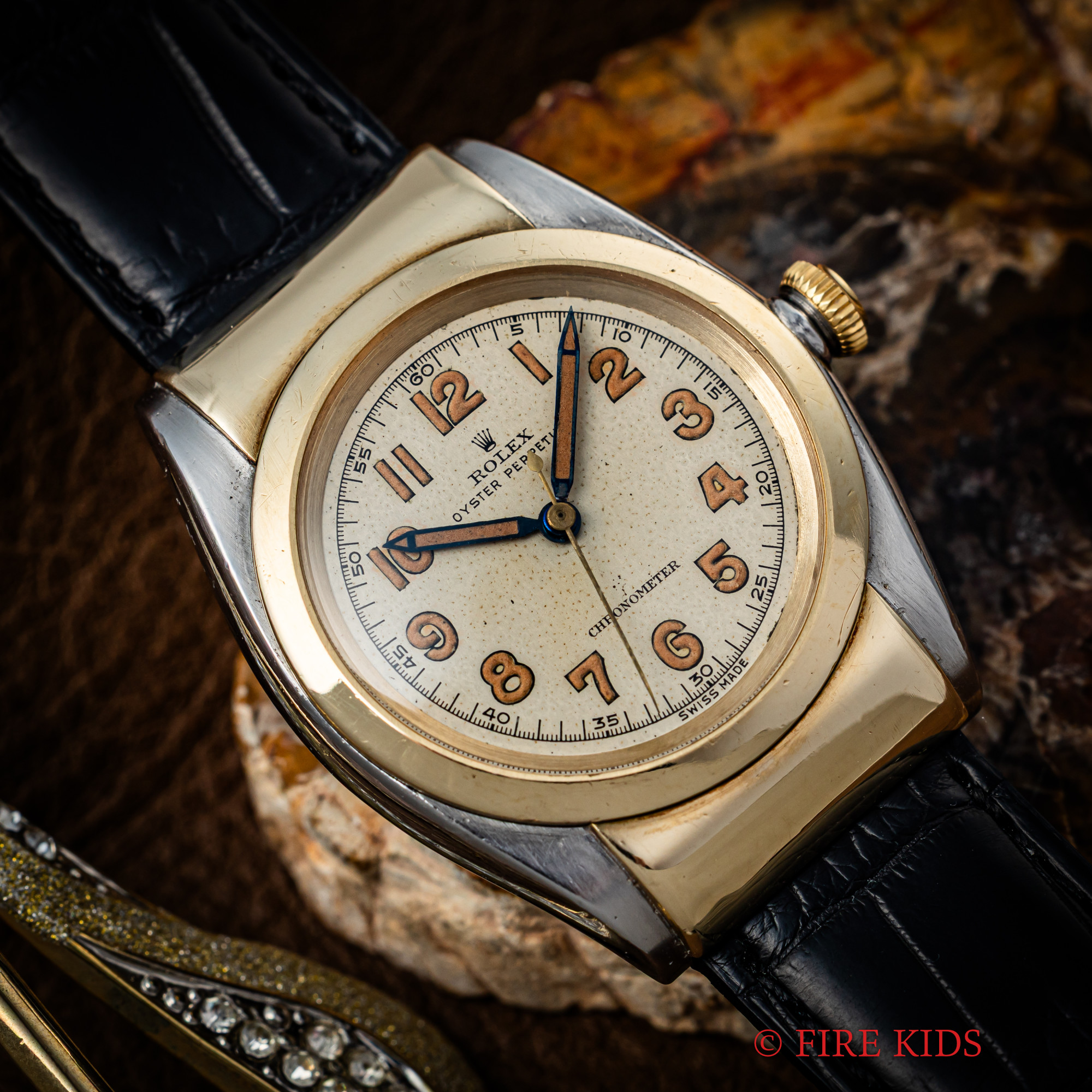 ロレックス バブルバック フーテッドコンビ 1945年製 アラビアダイヤル Ref.3065 自動巻