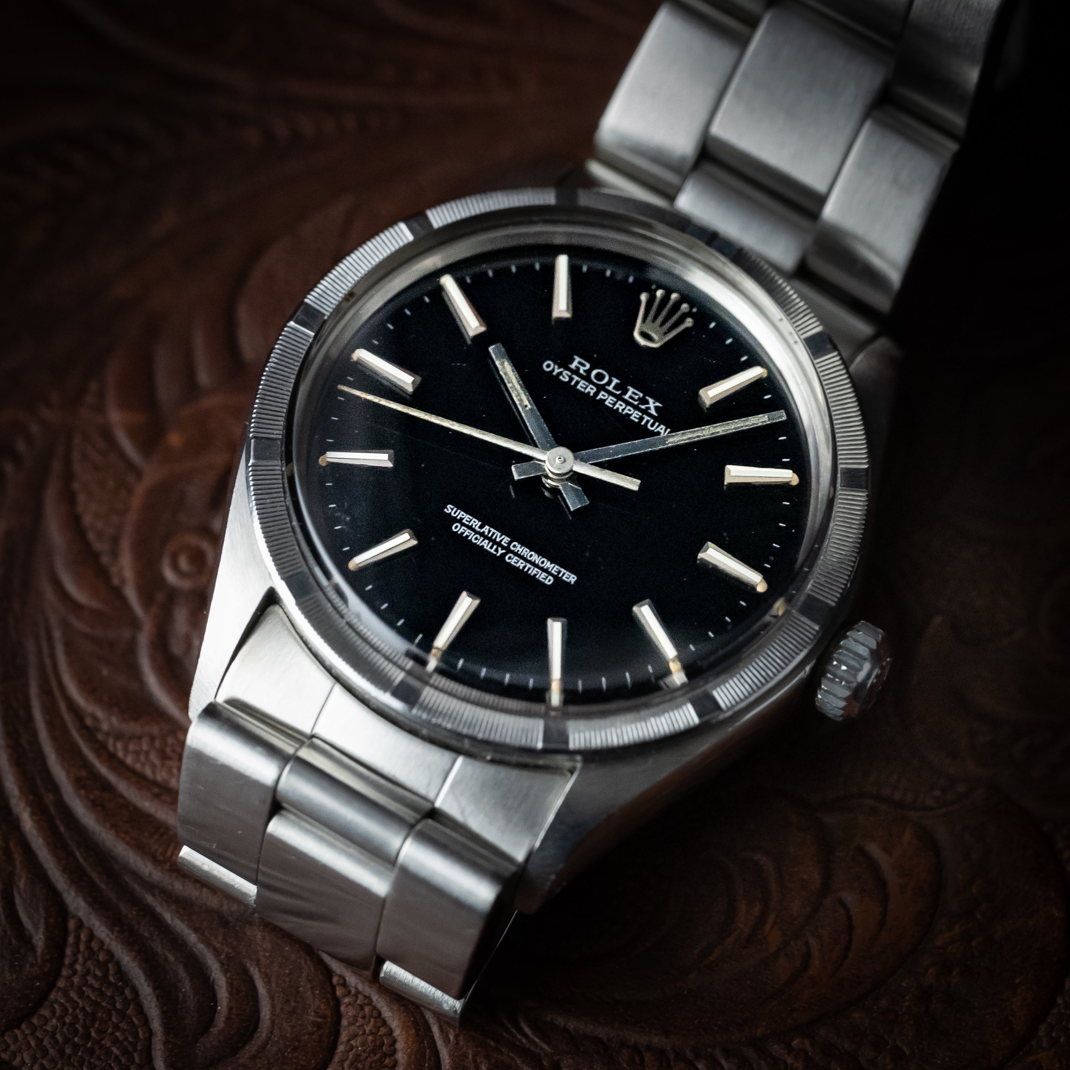 ロレックス 1973年製 オイスターパーペチュアルデイト Ref.1007 ブラックミラーダイヤル