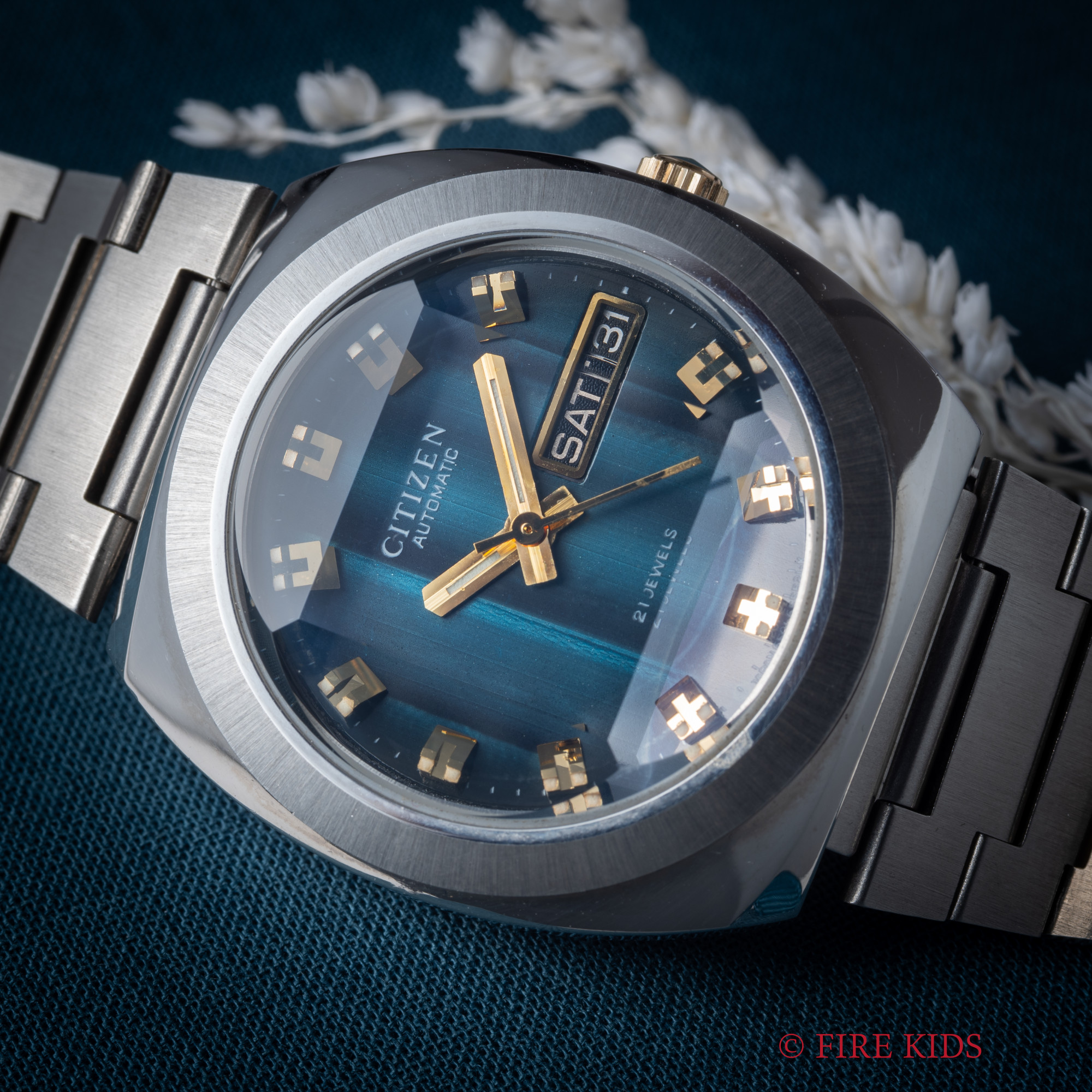 シチズン カットガラス  自動巻き デイデイト 純正ブレス 1973年製 未使用品