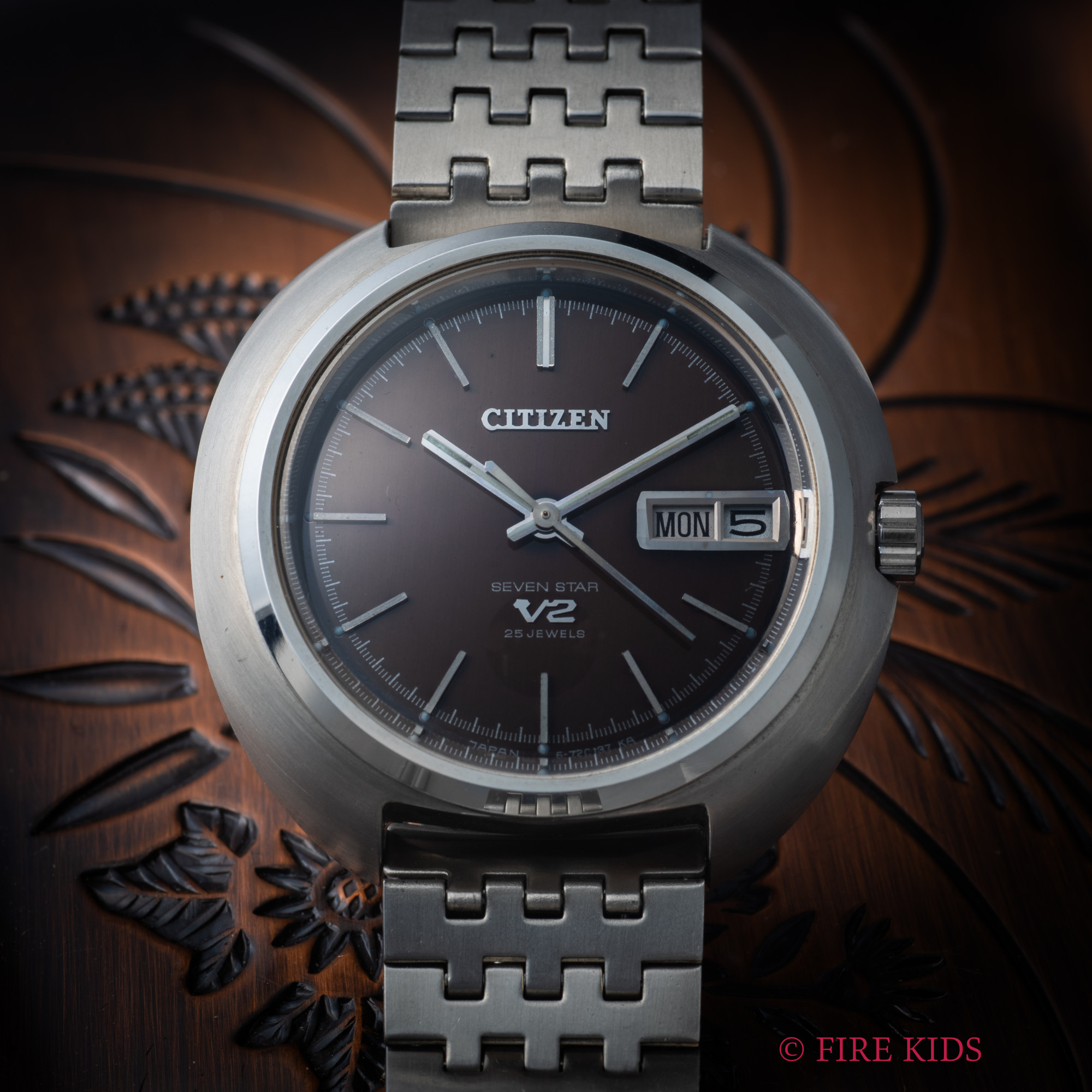 シチズン セブンスター V2 ブラウン Ref.4-720164Y Cal.7290 タグ付き 純正ブレス N.O.S 1970年製 自動巻き