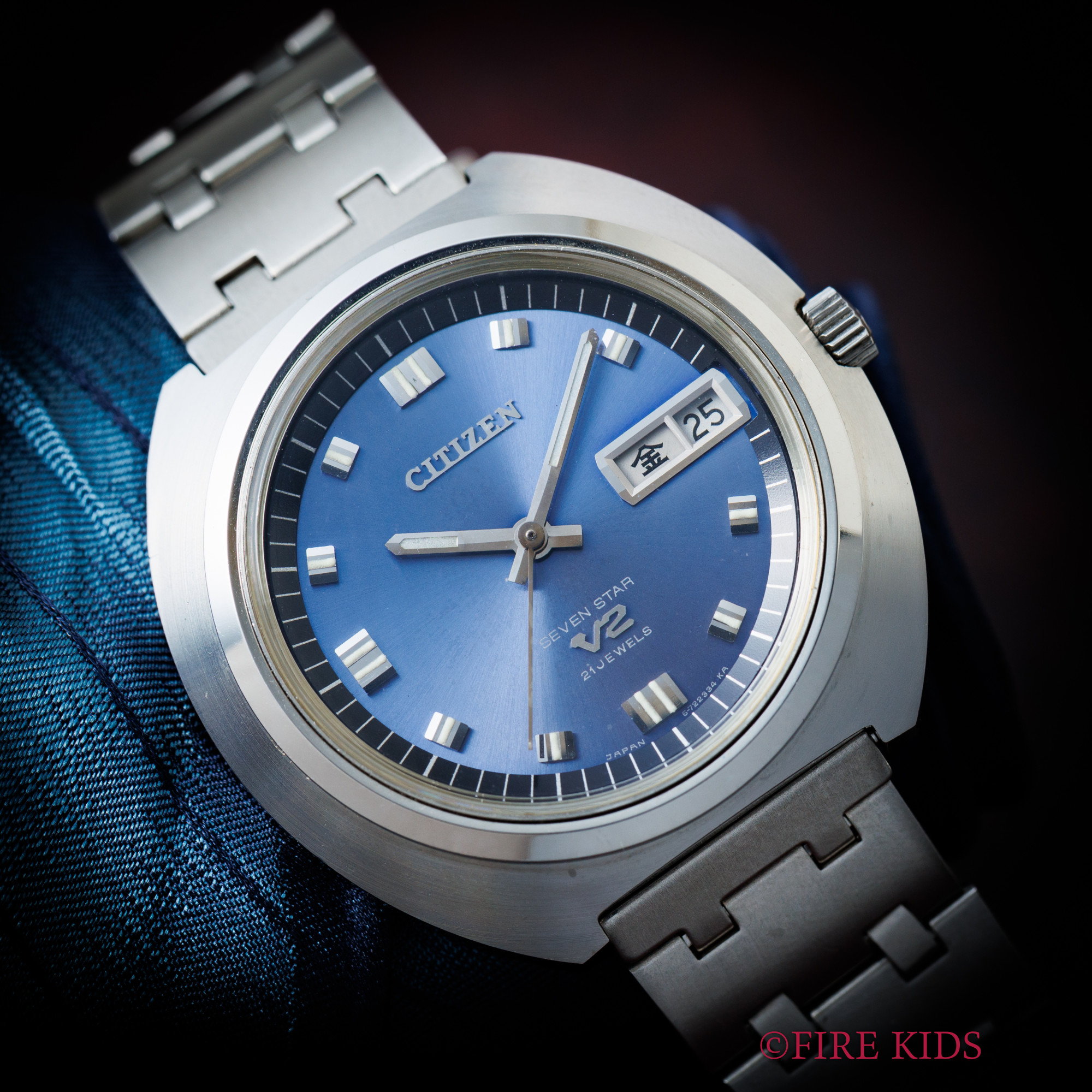 シチズン セブンスター V2 ブルー Ref.4-720661TA Cal.7290 取説タグ付き 純正ブレス N.O.S
