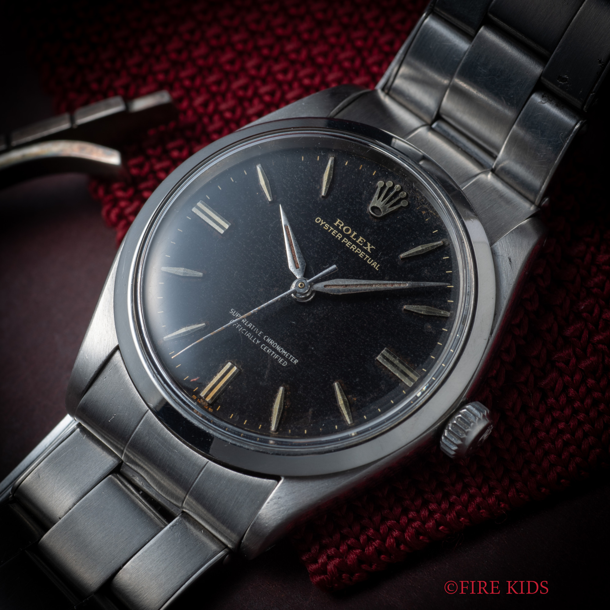 ロレックス 1960年製（昭和35年製）オイスターパーペチュアル ブラックミラーダイヤル Ref.1002 自動巻 純正リベットブレス