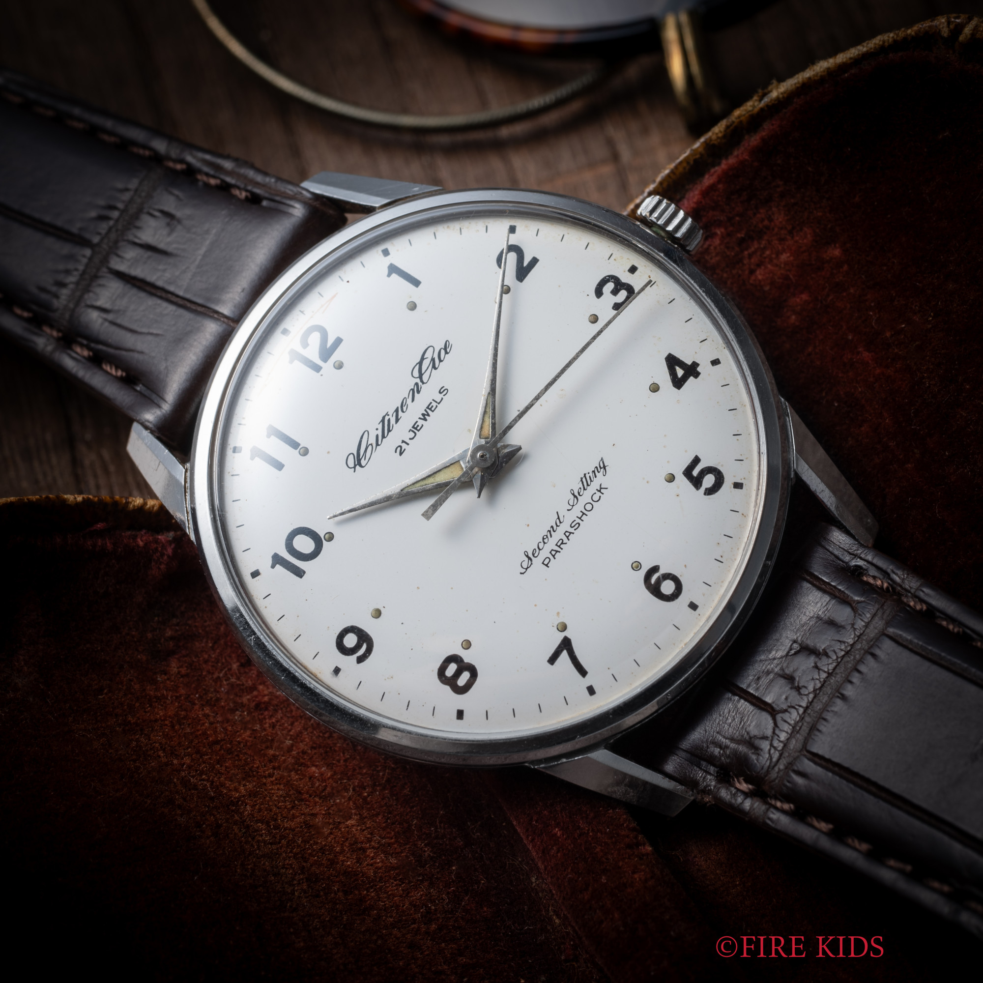 シチズン エース 1966年（昭和41年）製　新幹線刻印 セコンドセッティング 全アラビア