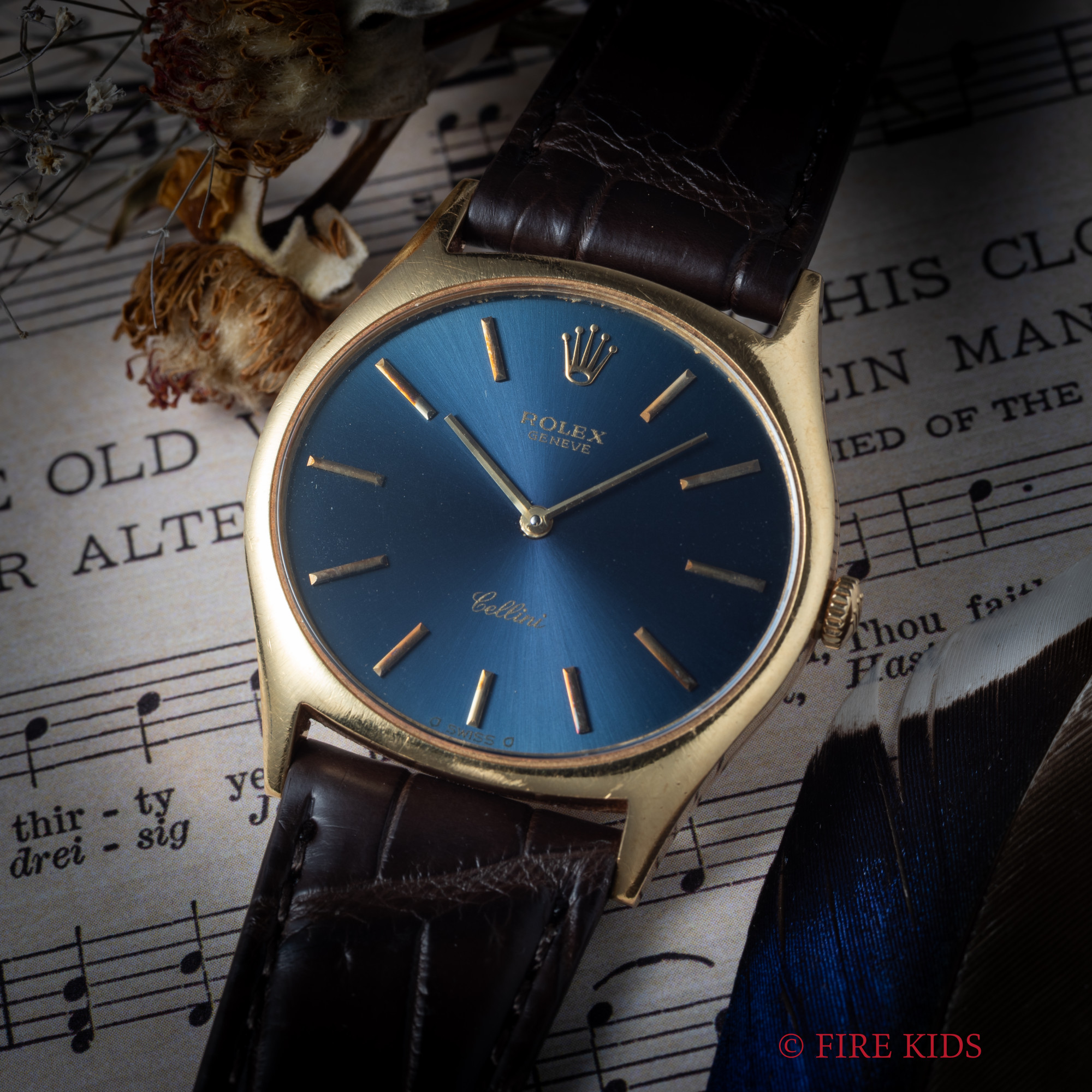 ロレックス チェリーニ 1973年製  オーバルケース 18金無垢 青文字盤 シグマダイヤル Ref.3806